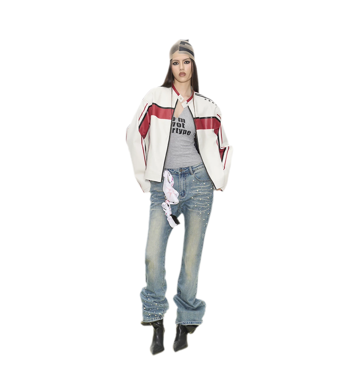 Pearl Embellished Straight Jeans