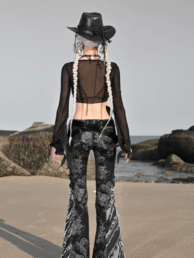 Dragon Graphic Flared Jeans