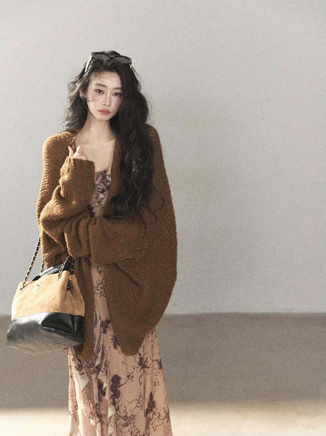 Cardigan aperto in maglia grossa
