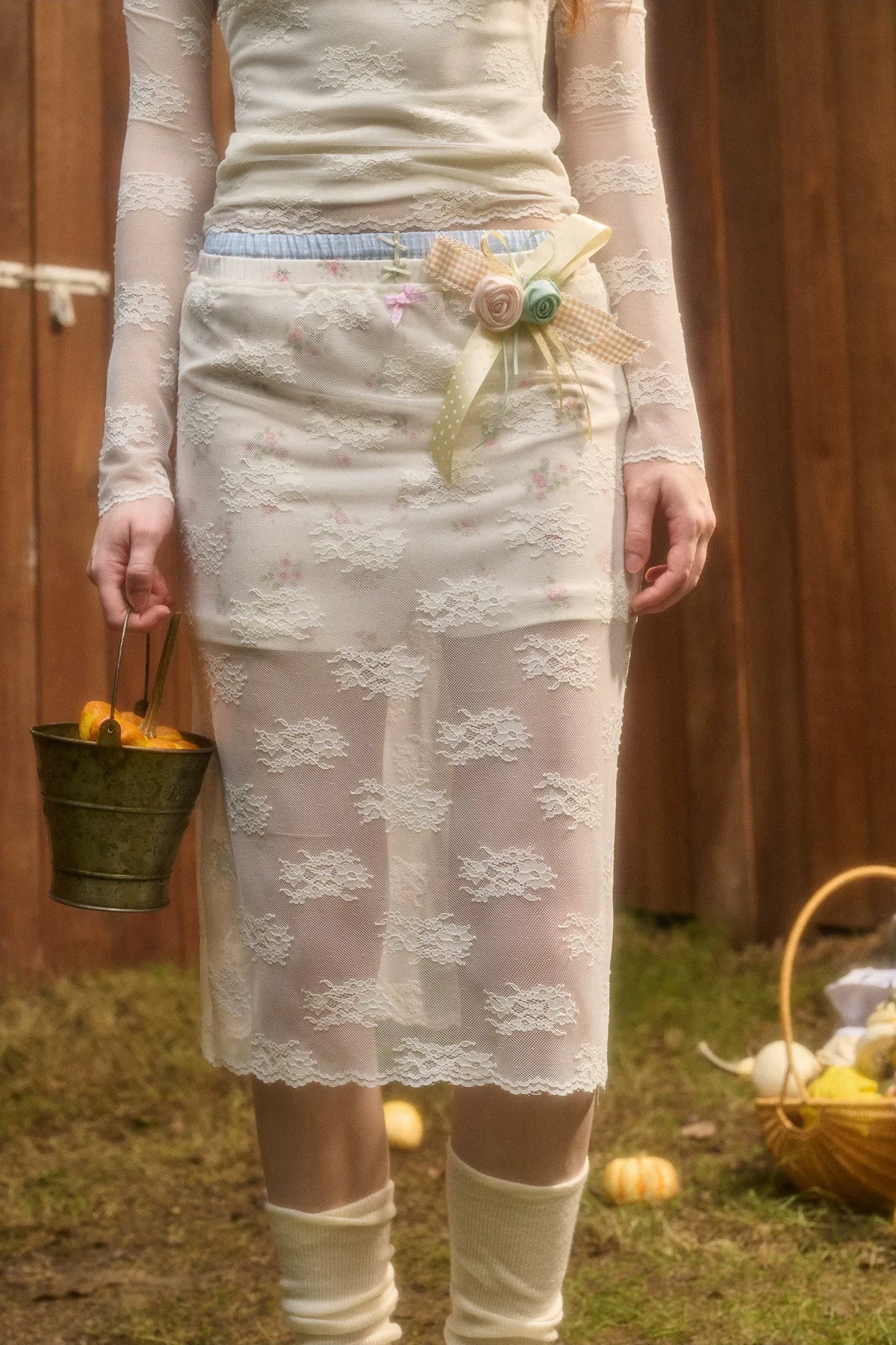 Stretch Lace Layered Skirt Set