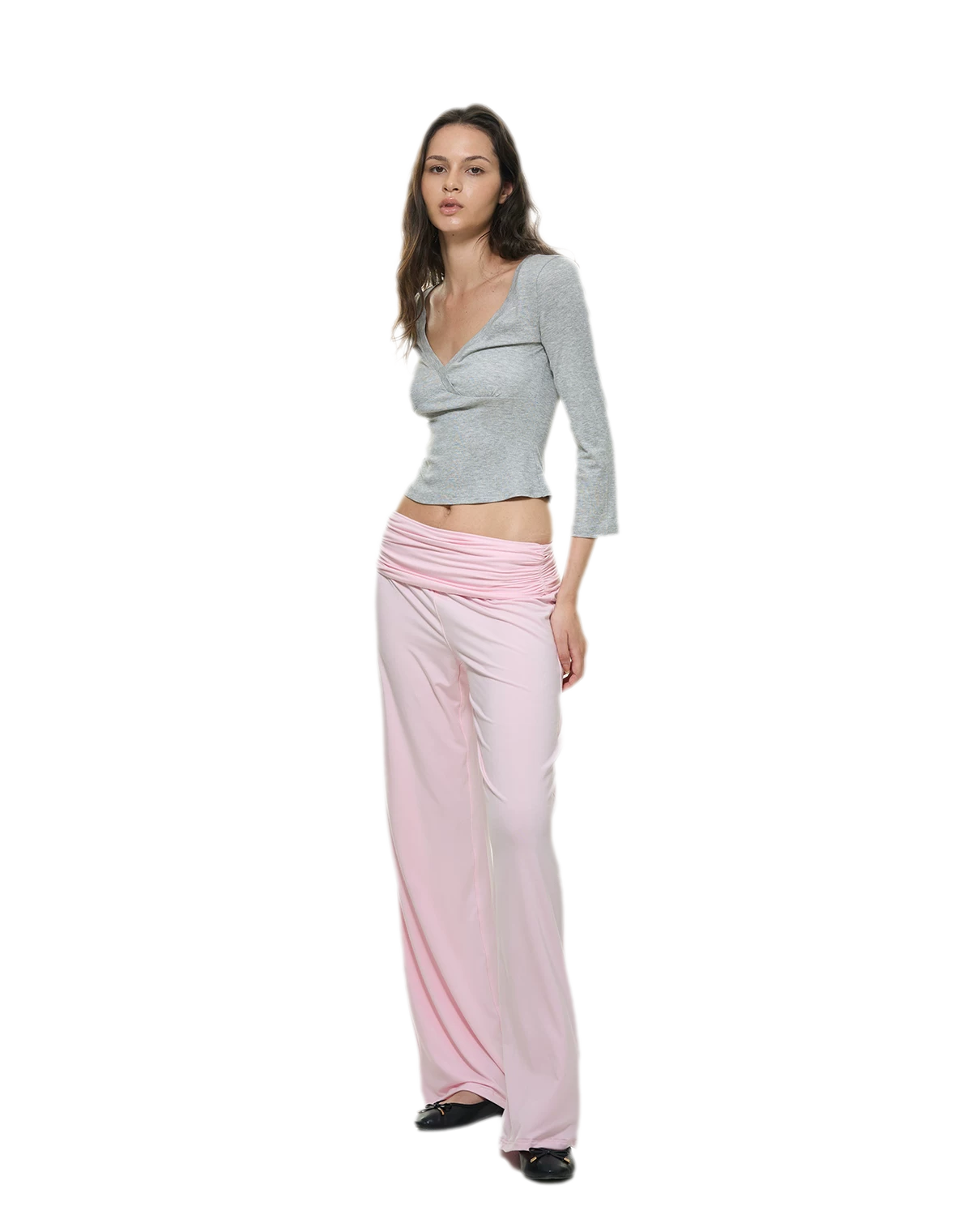Crossfront Ribbed V-Neck Top