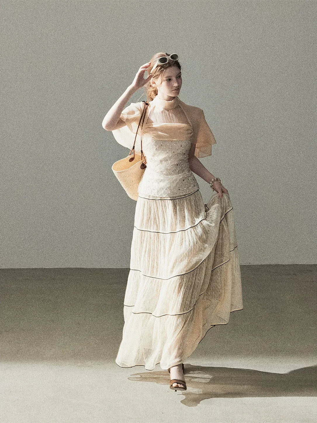 Textured Sequin Cape Top