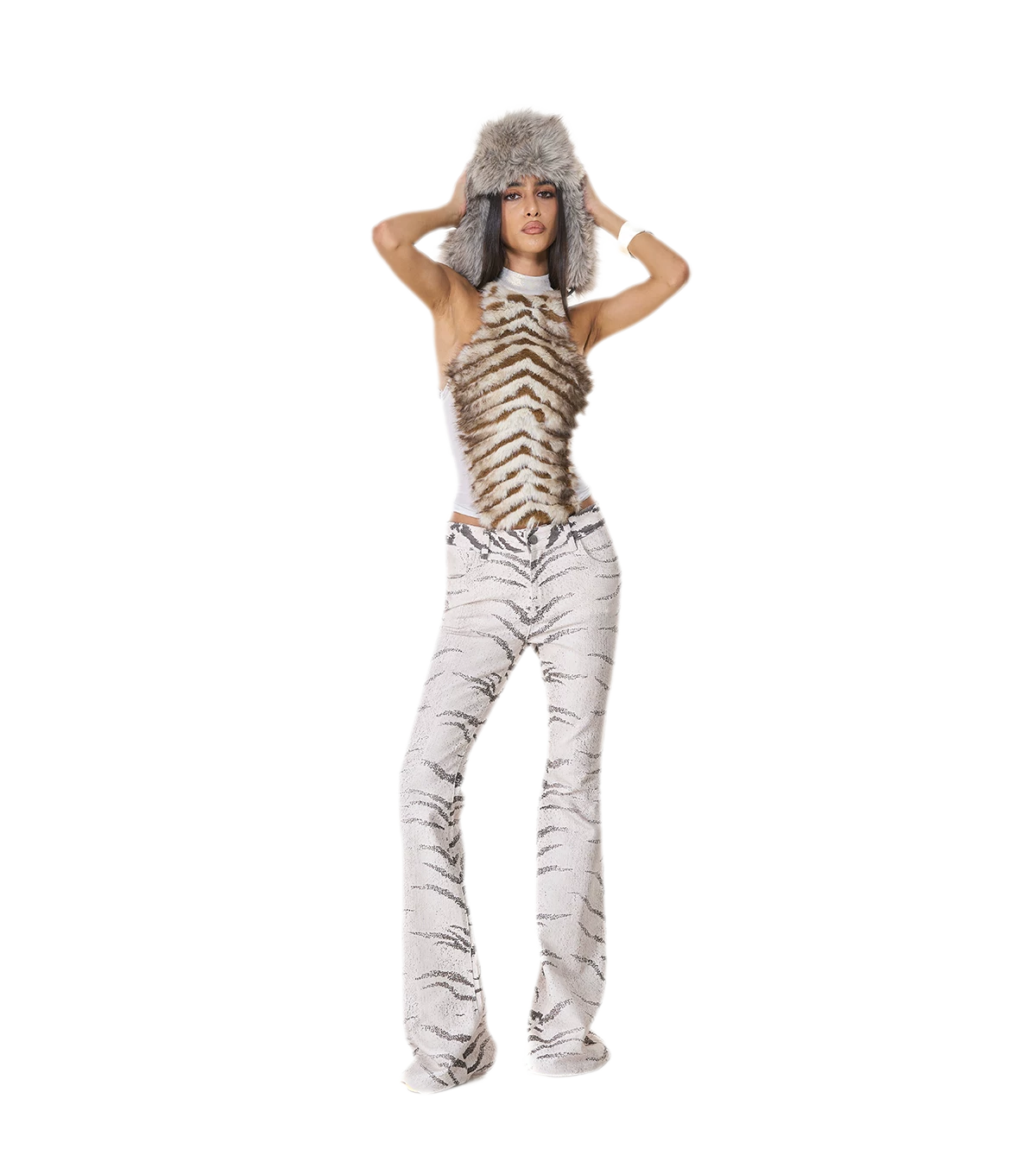 Gilet dos nu en fourrure dégradée