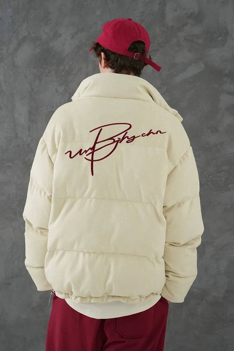 Suede Oversized Down Puffer Jacket