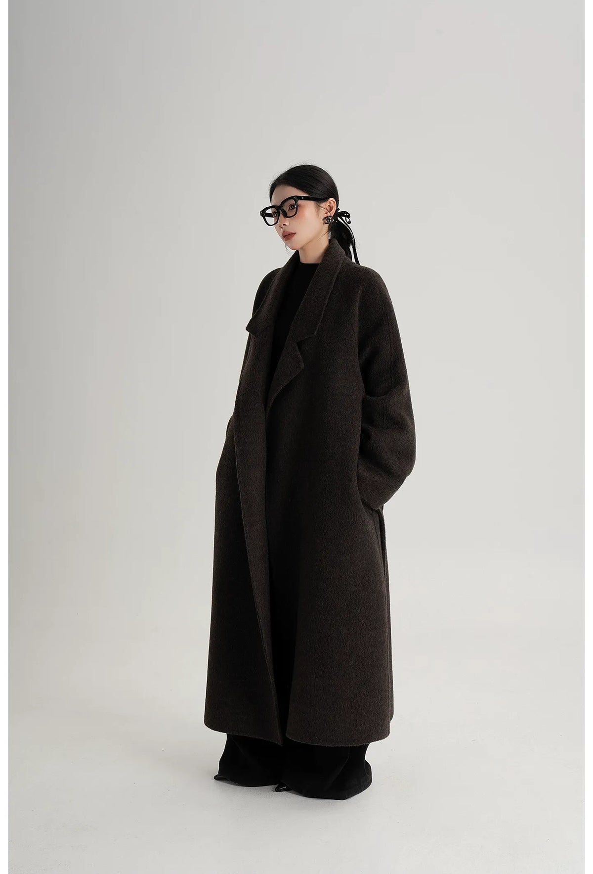Wool Shawl Collar Wrap Coat
