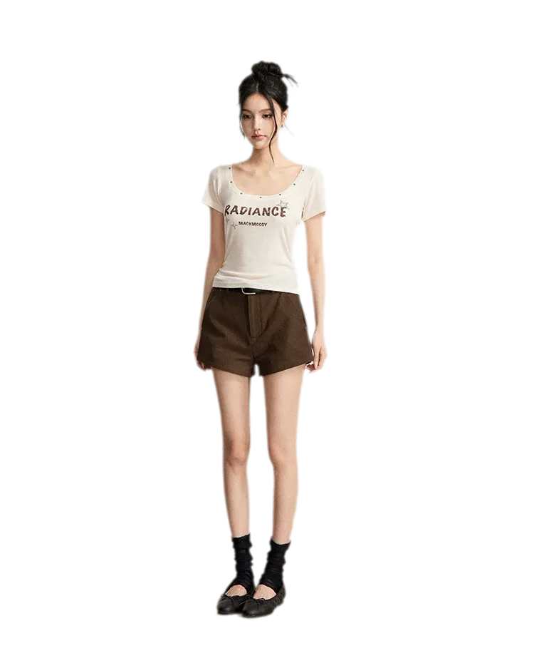 Rhinestone Cotton Summer Shorts