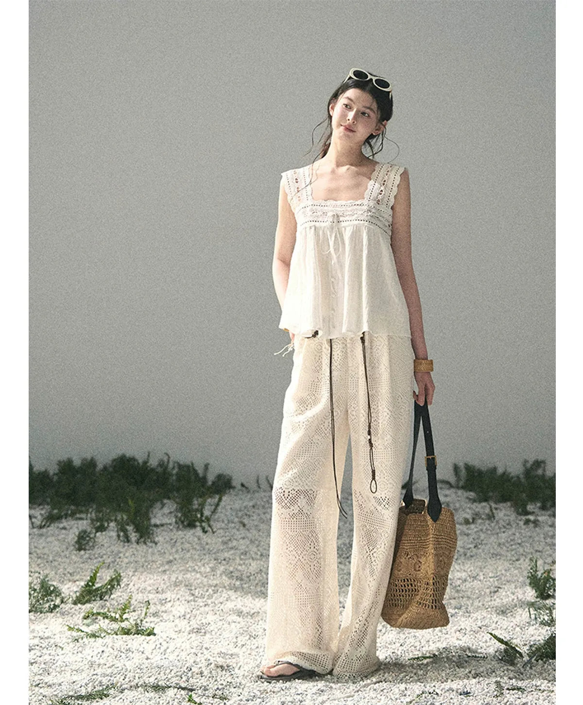 Hollow Wide-Leg Pants