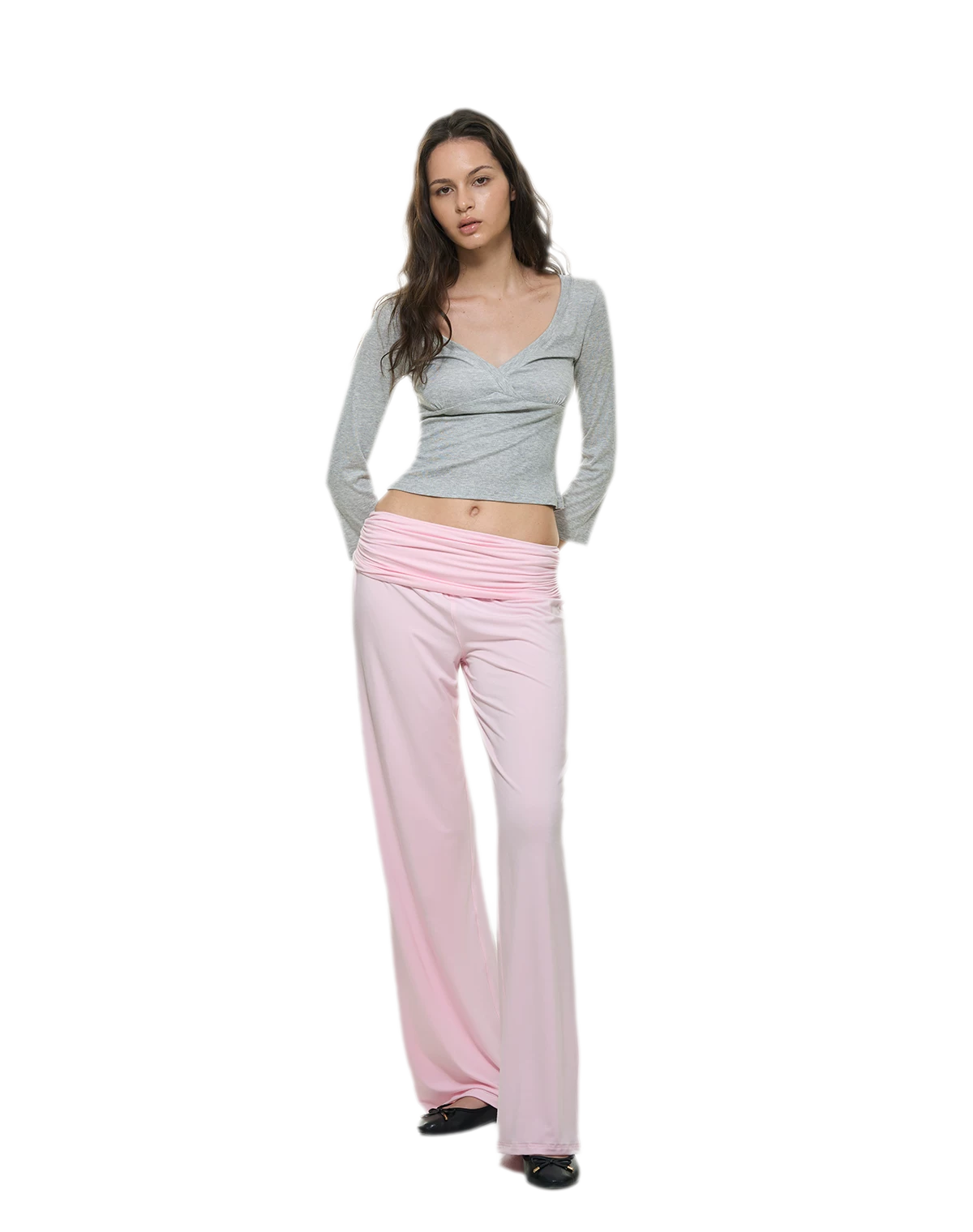 Crossfront Ribbed V-Neck Top