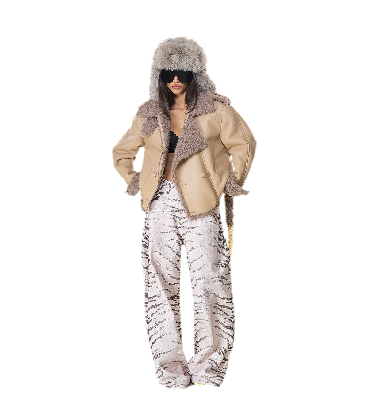 Reversible Fur Leather Cropped Jacket
