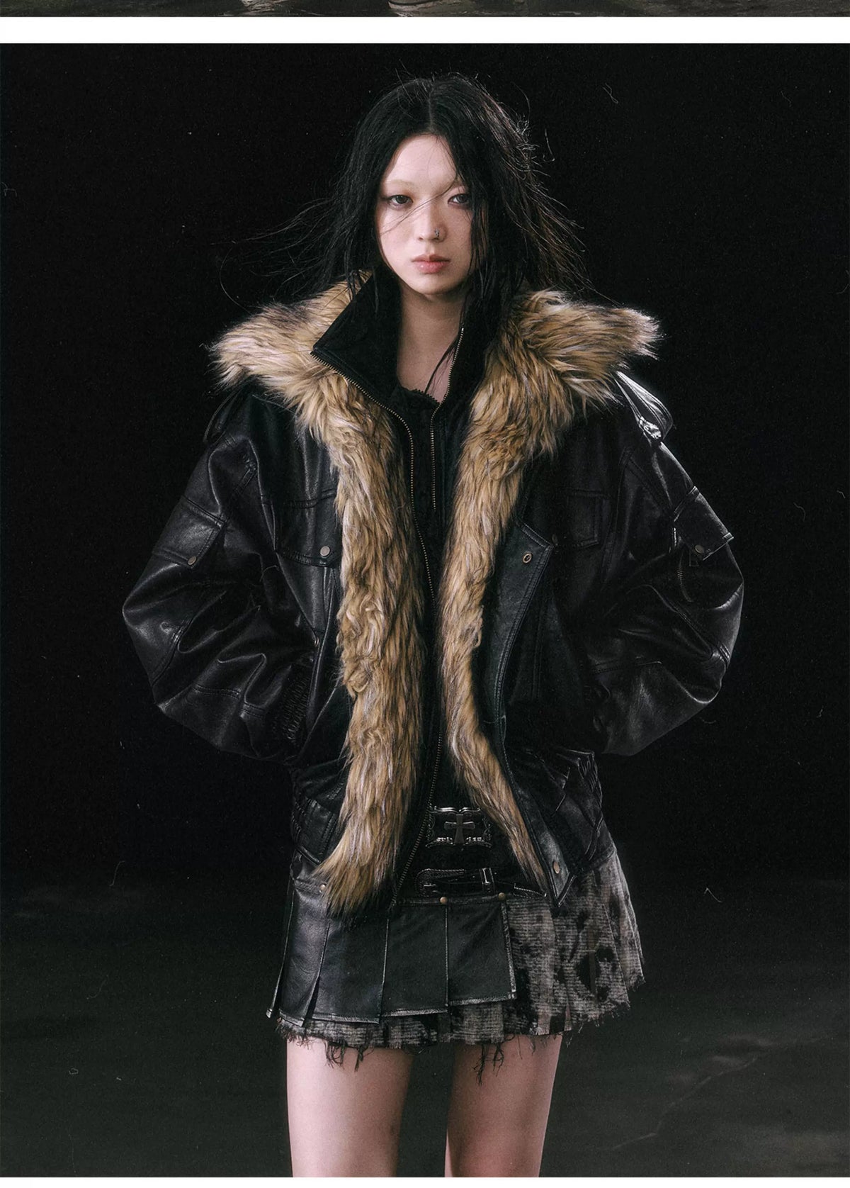 Detachable Fur Collar Flight Jacket