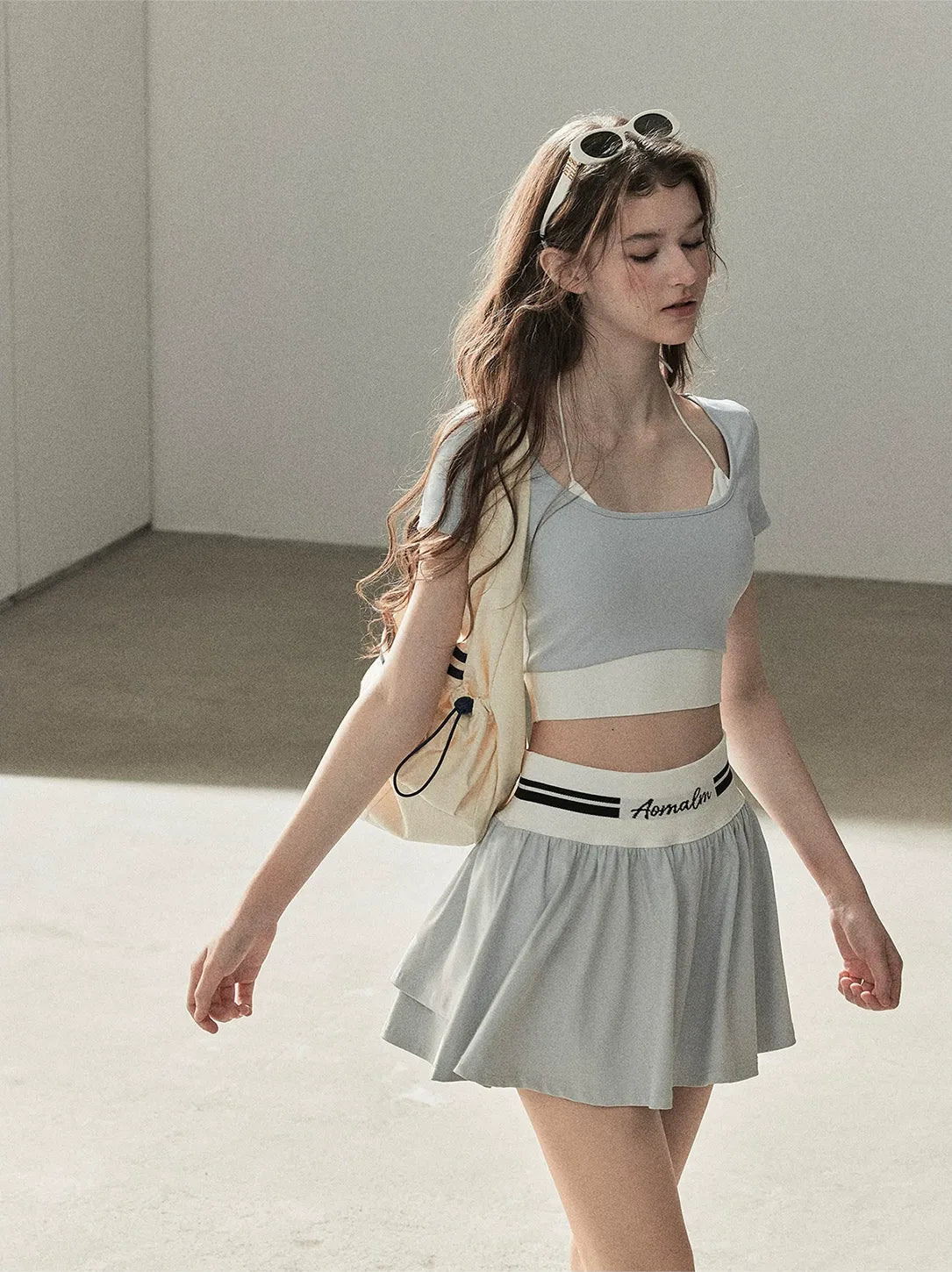 Contrast Layered Tennis Skort Set