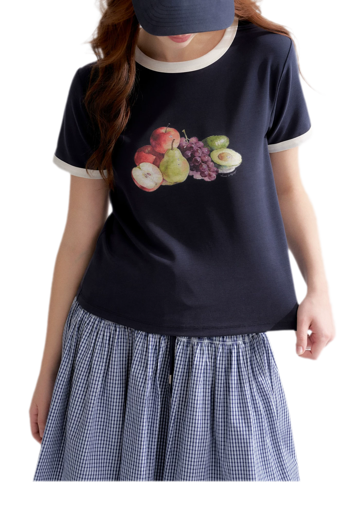 Rhinestone Fruit Print Tee