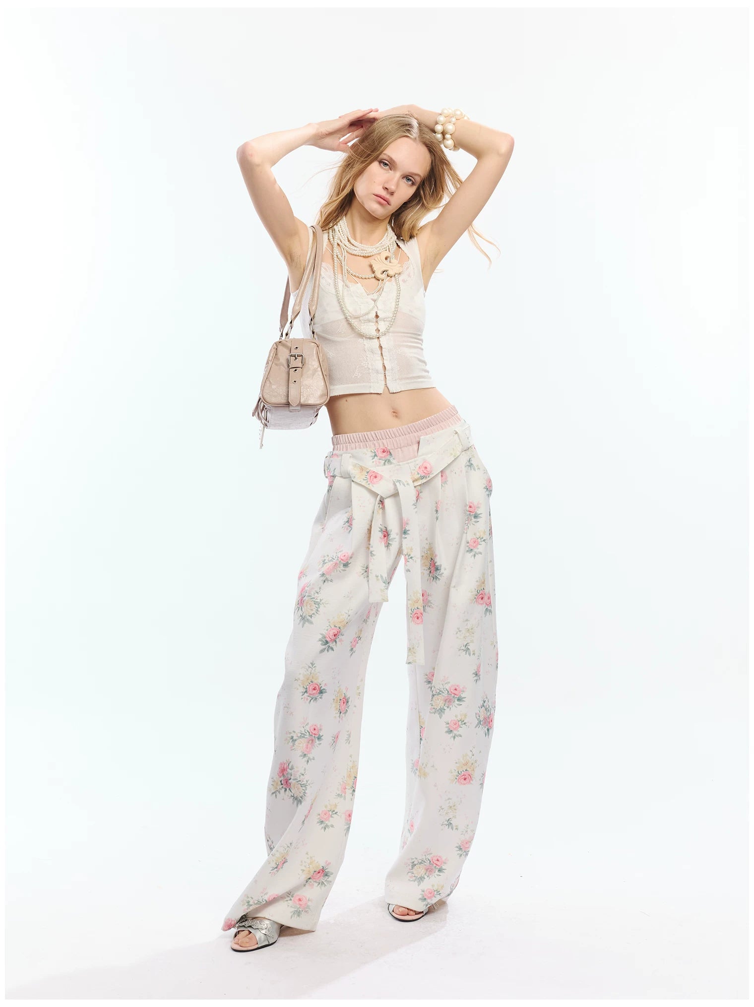 Floral Print Loose Wide Leg Pants
