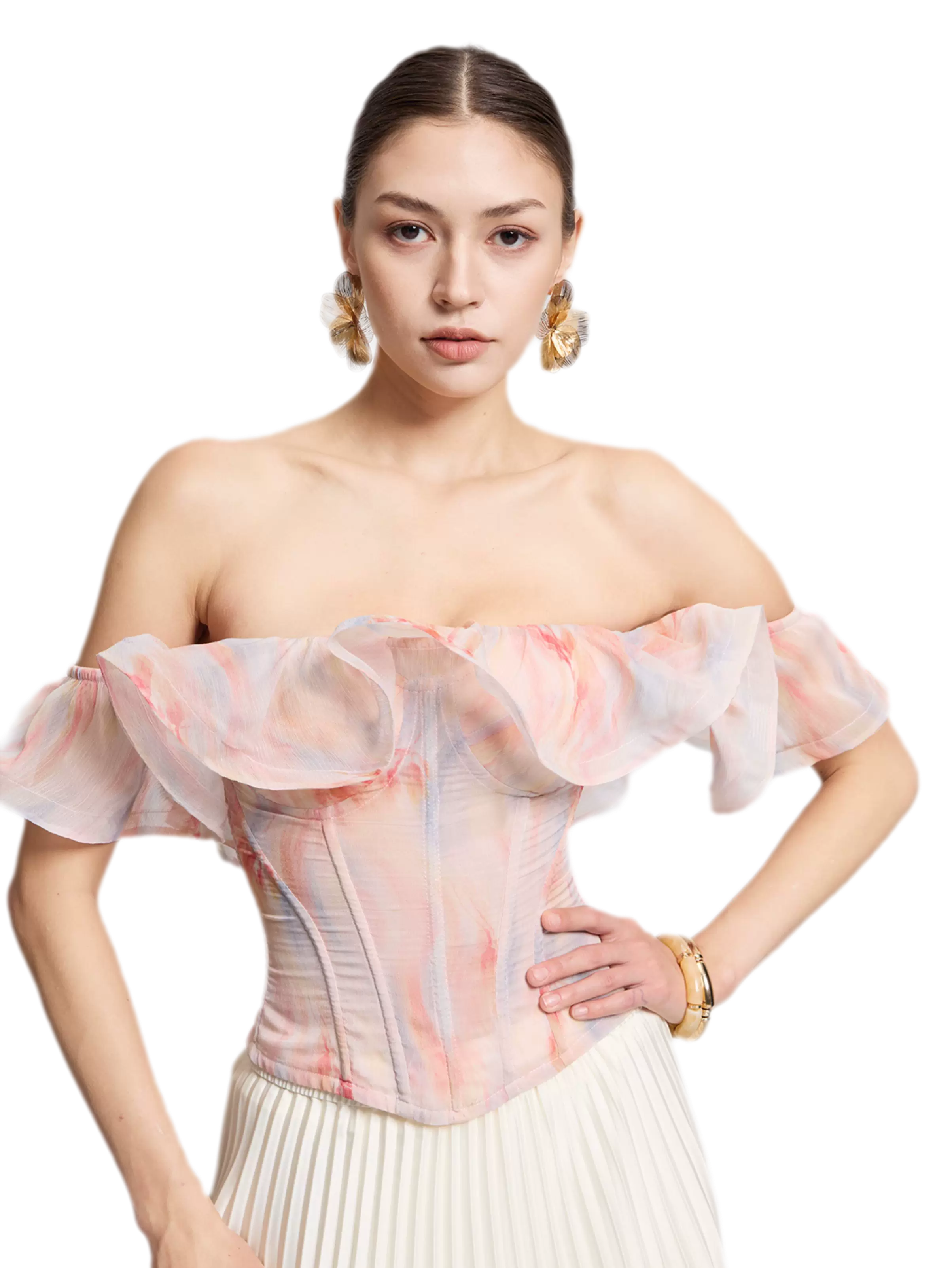 Rainbow Ruffle Corset Bustier