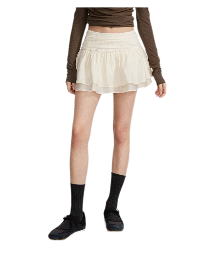 Pleated Ruffle A-Line Skirt