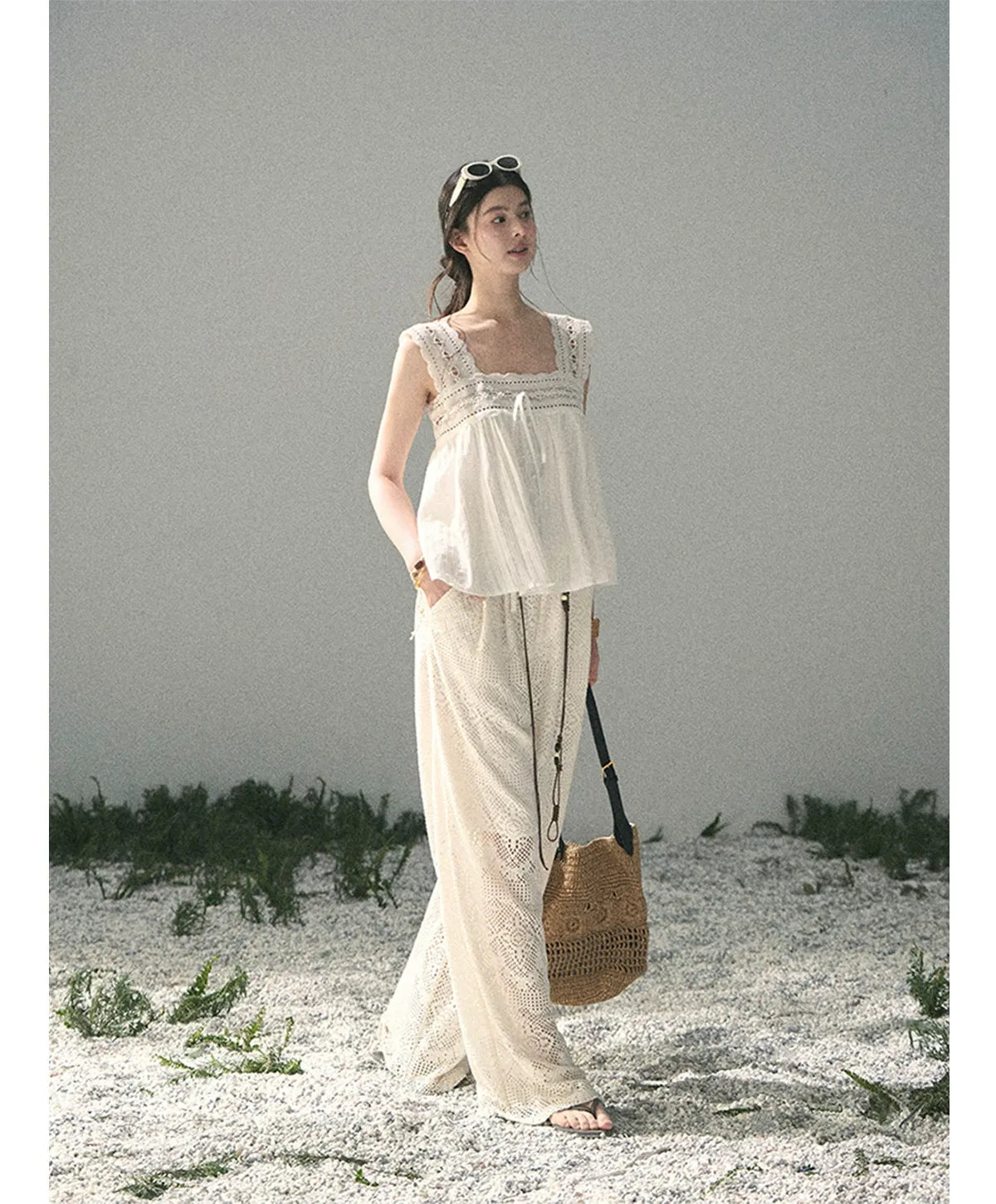 Hollow Wide-Leg Pants
