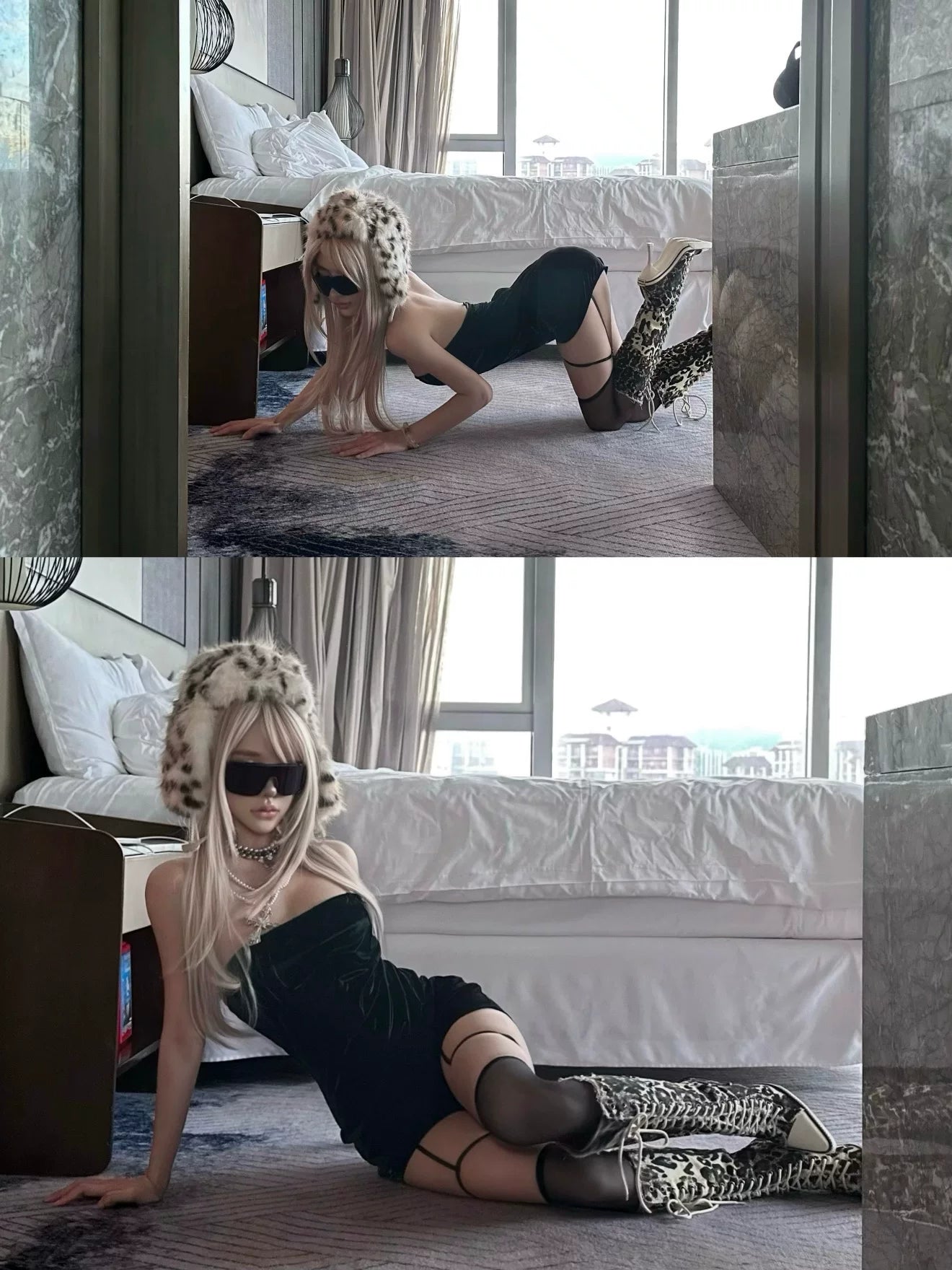 Studded Lace-Up Knee-High Boots