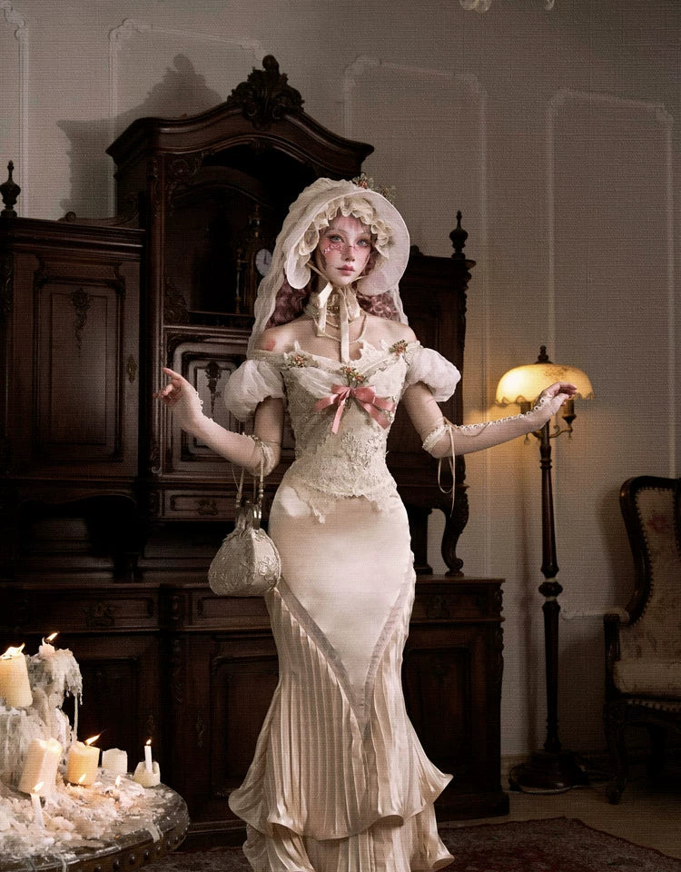 Satin Pleated Fishtail Skirt