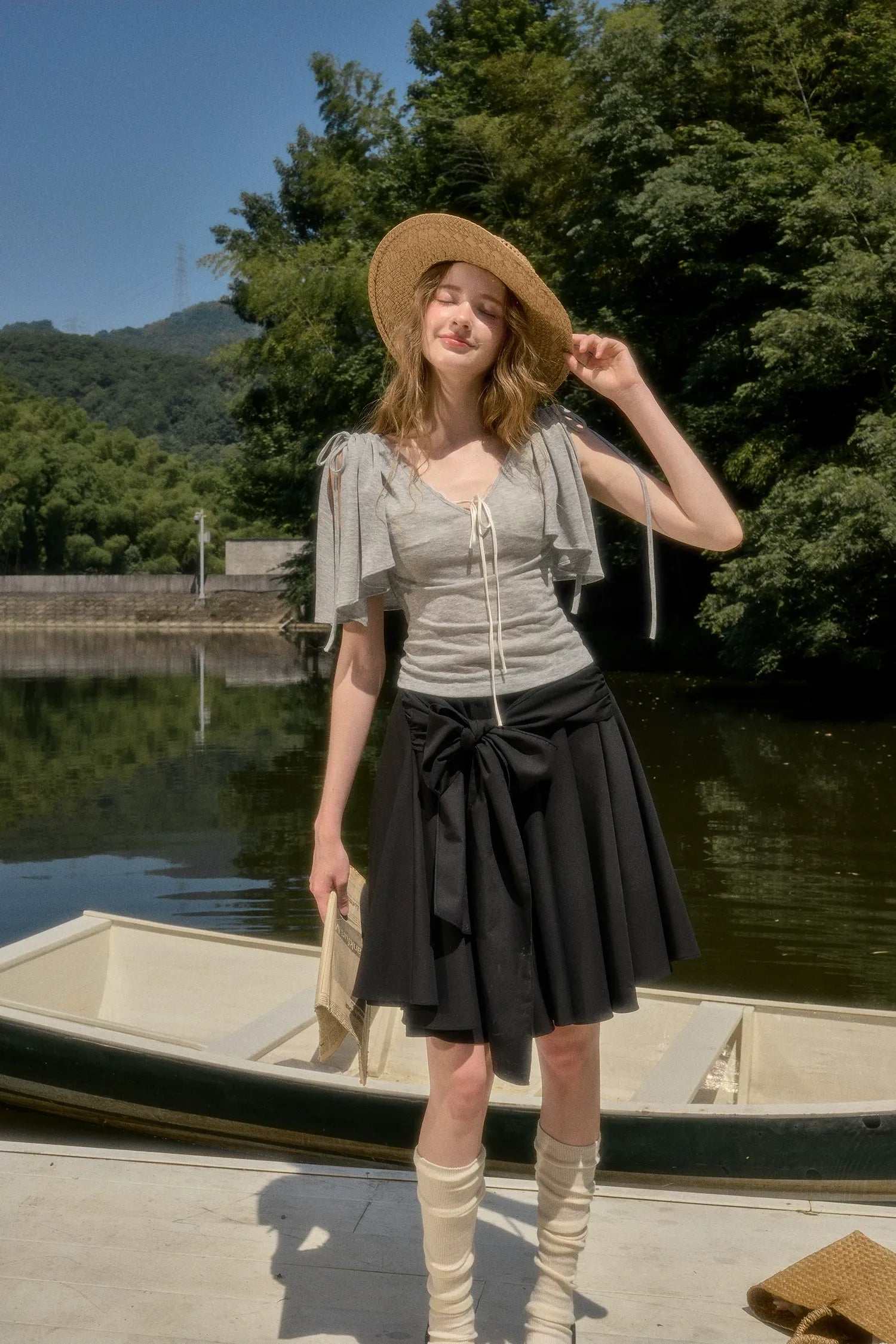 Lyocell Feather Cape Tee