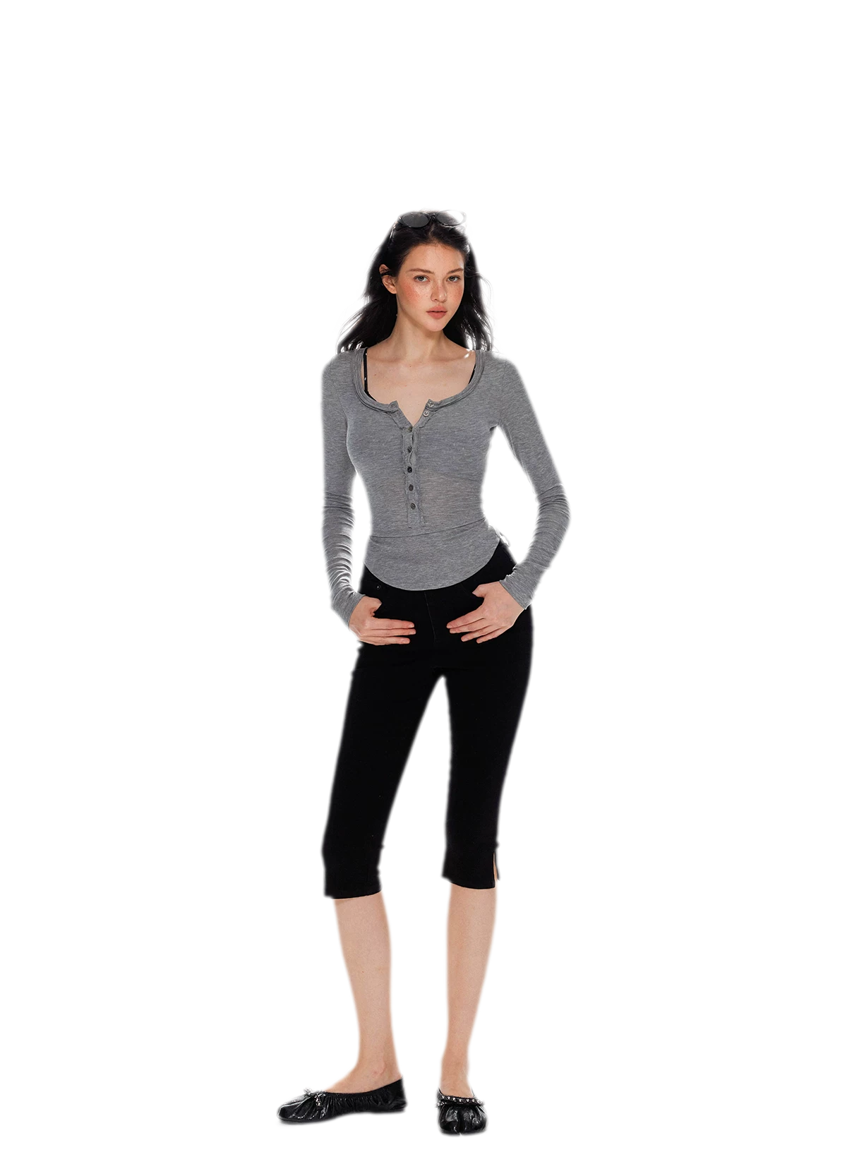 Lyocell Ruched Long Sleeve Top