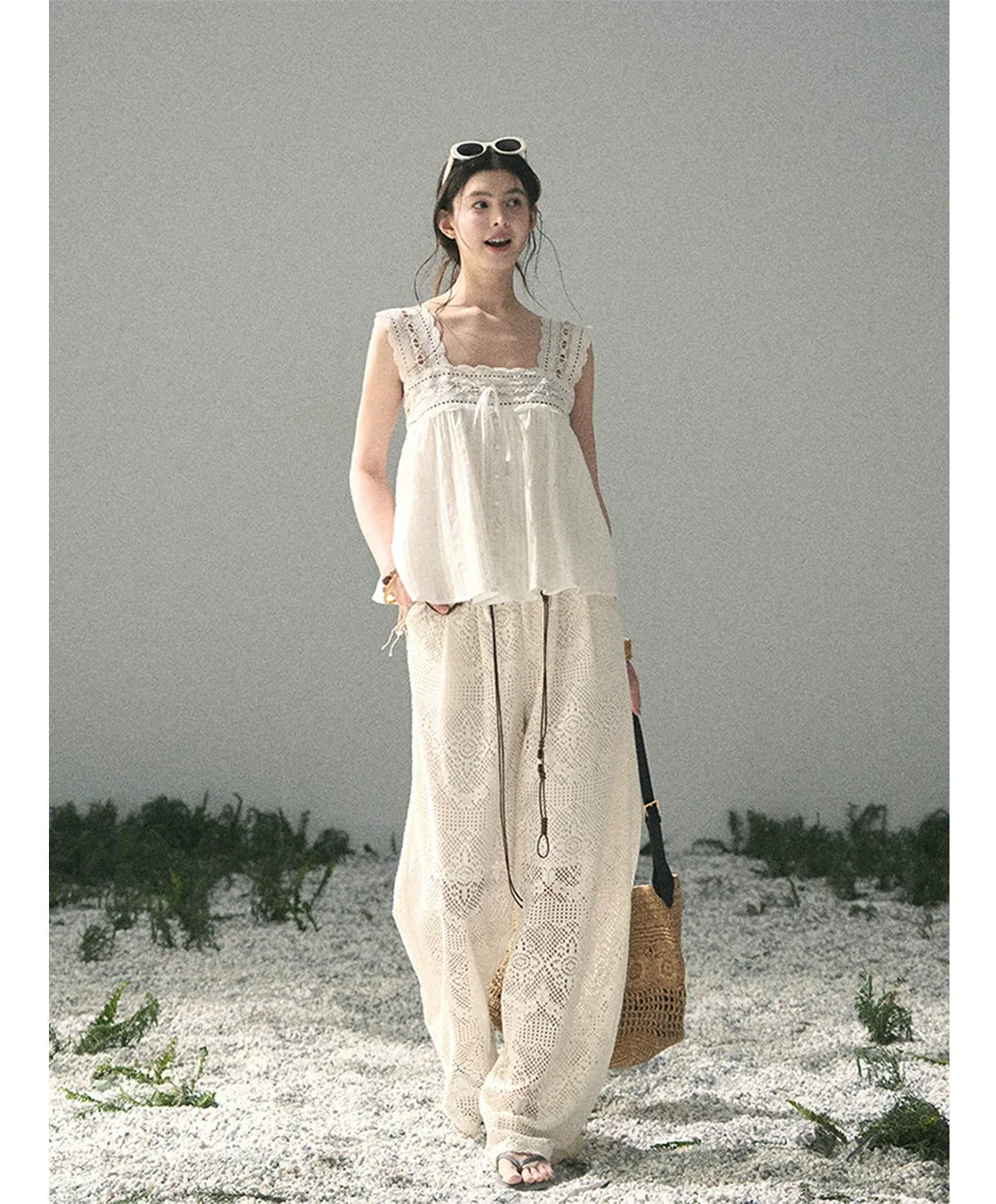 Hollow Wide-Leg Pants