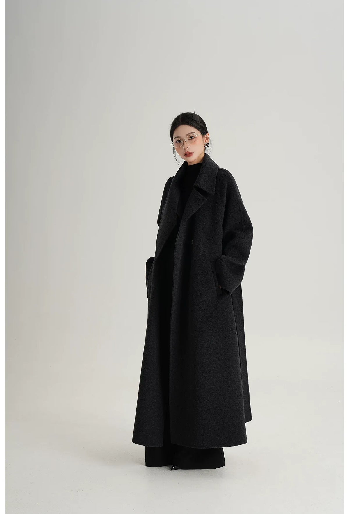 Hand-Stitched Belted Wool Coat