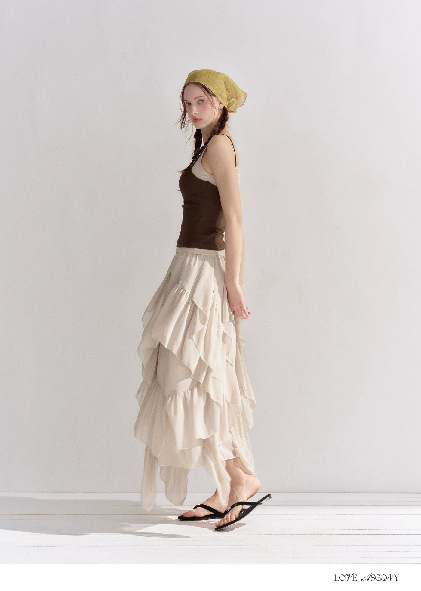 Irregular Ruffle Edge Chiffon Skirt