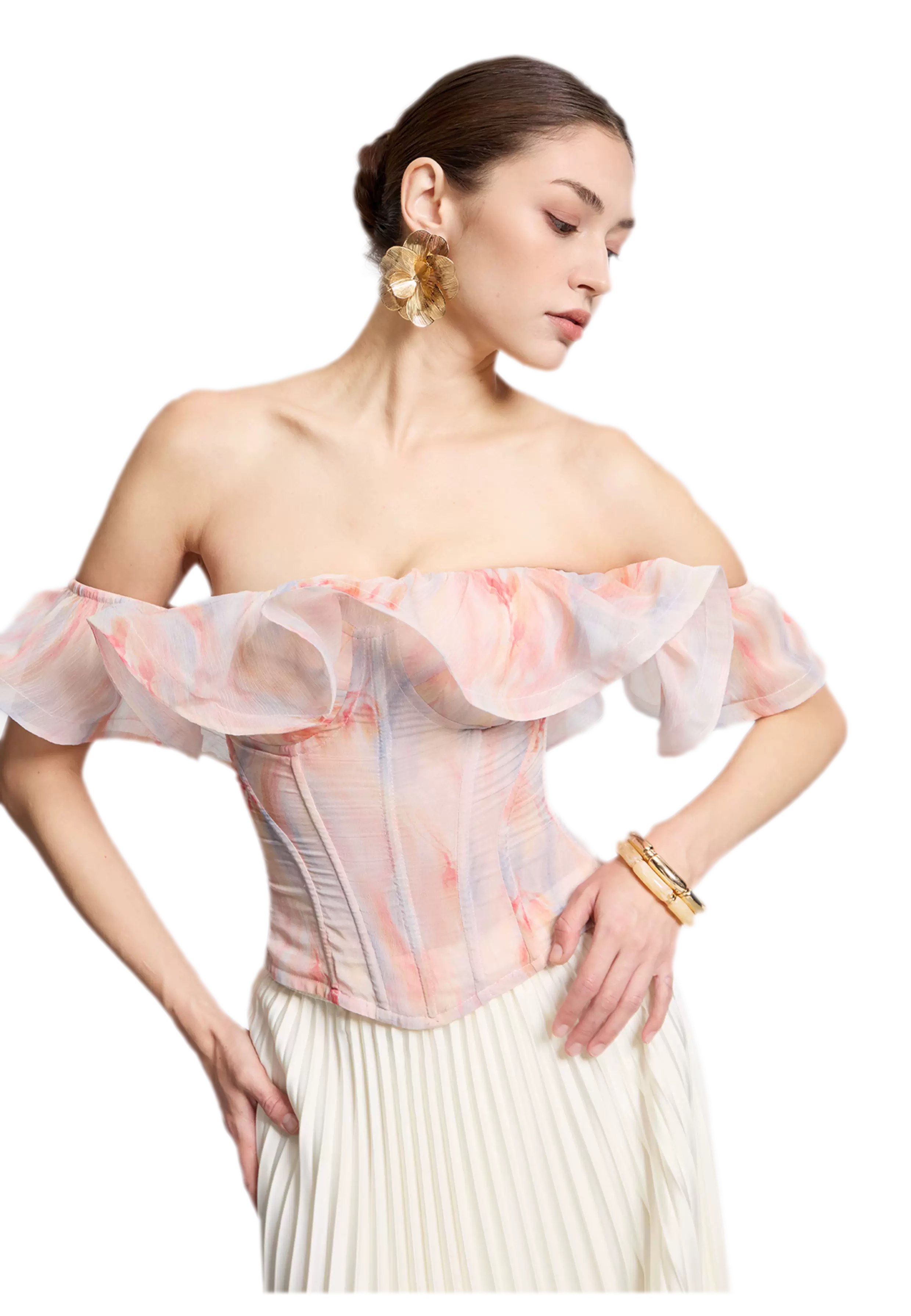 Rainbow Ruffle Corset Bustier