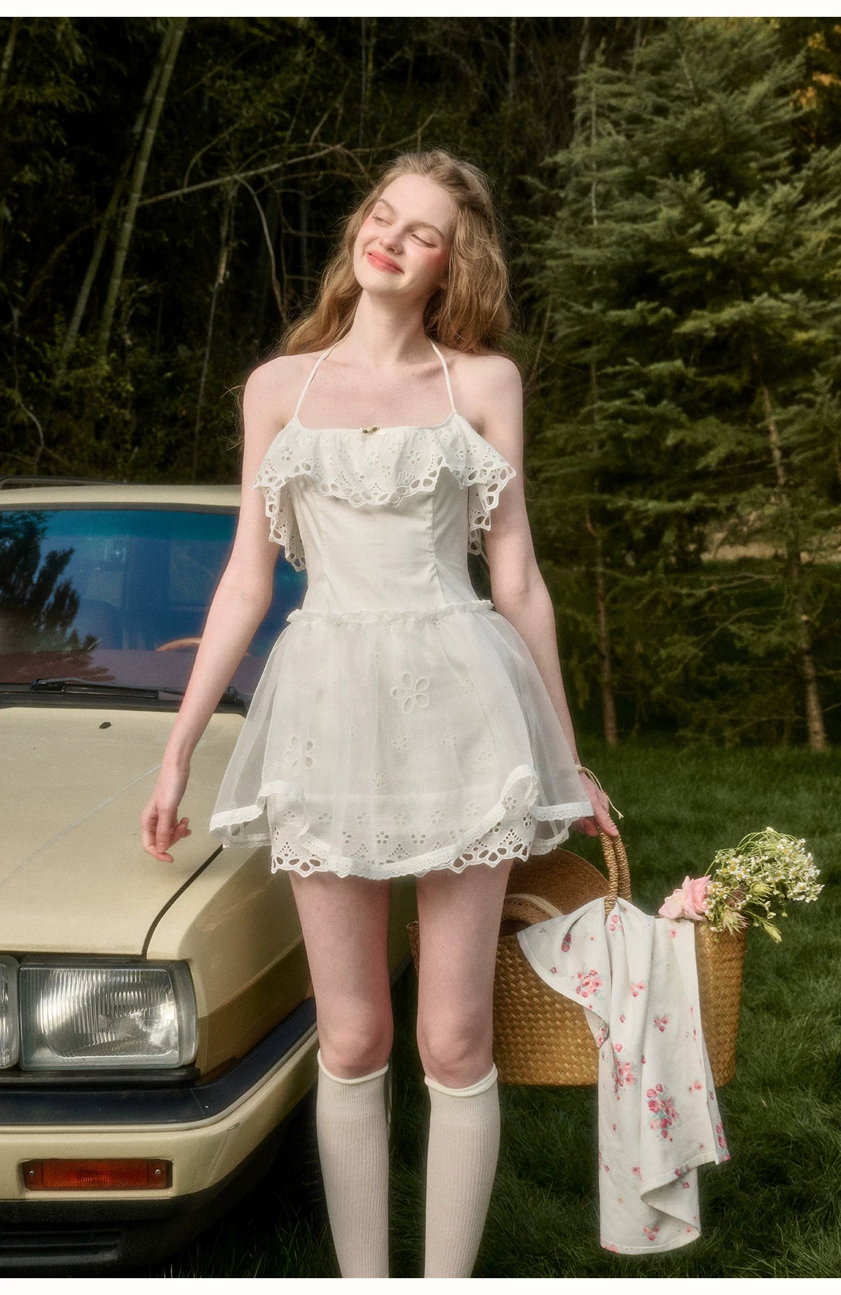 Water Embroidered Slim Camisole Dress