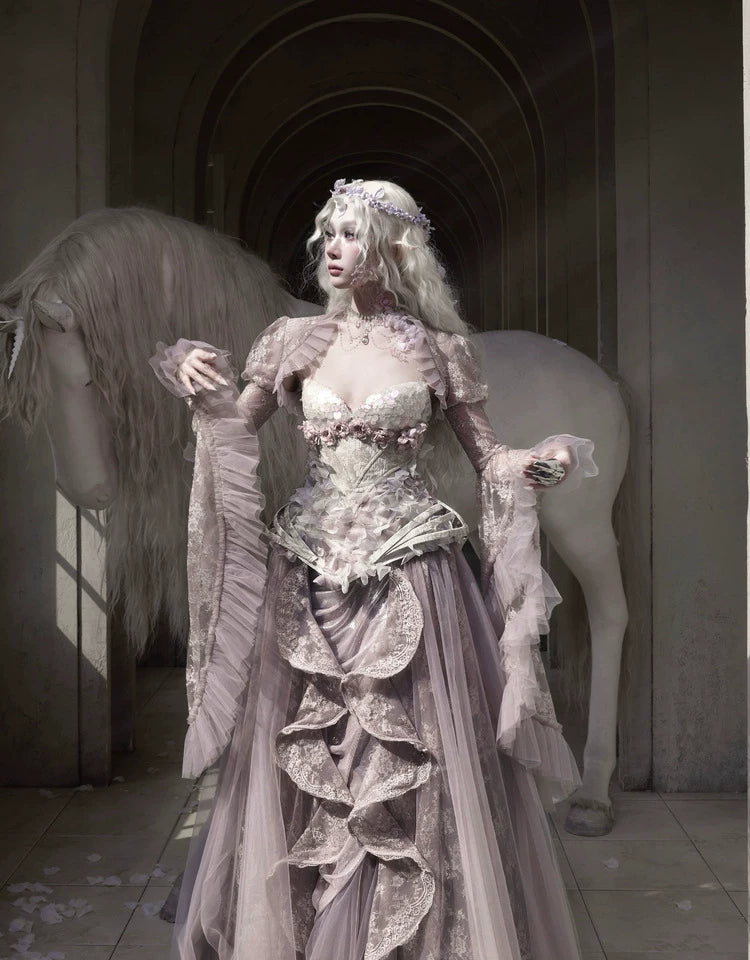 Sheer Lace Puff-Sleeve Capelet