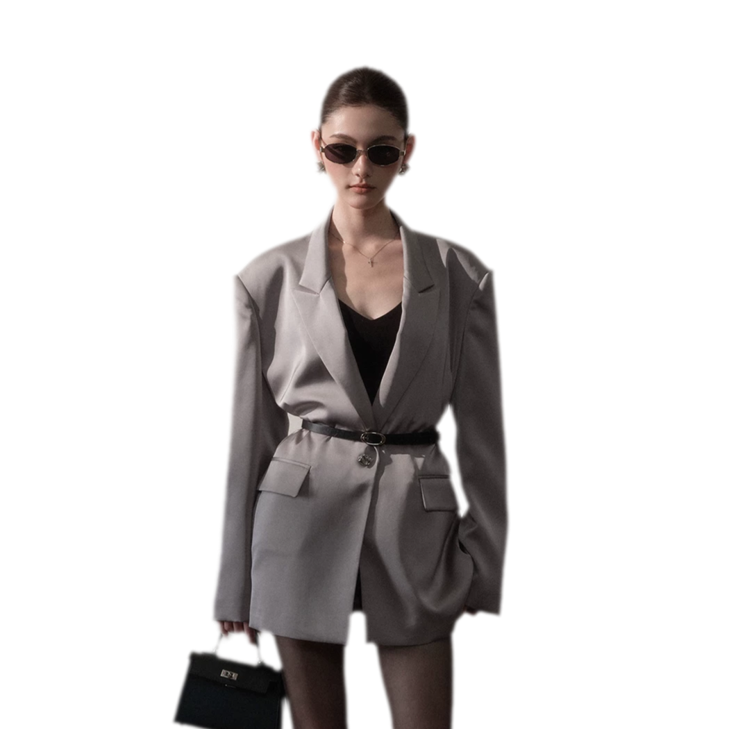 Satin Sash Relaxed Blazer