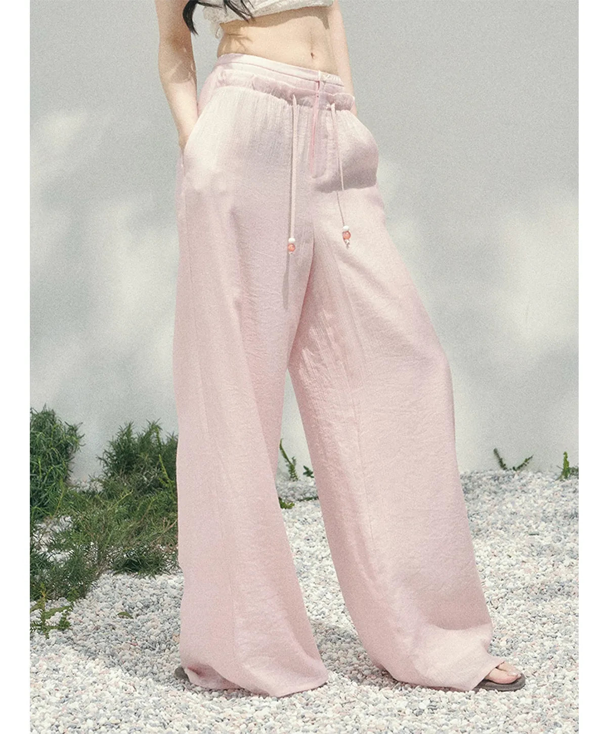 Wide-Leg Embroidered Pants