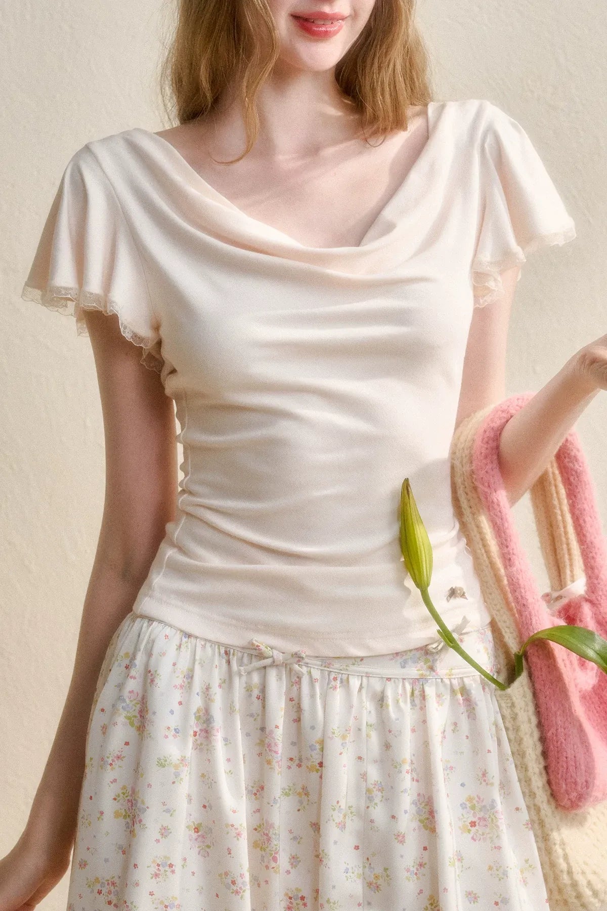 Airy V-Neck Ribbed T-Shirt