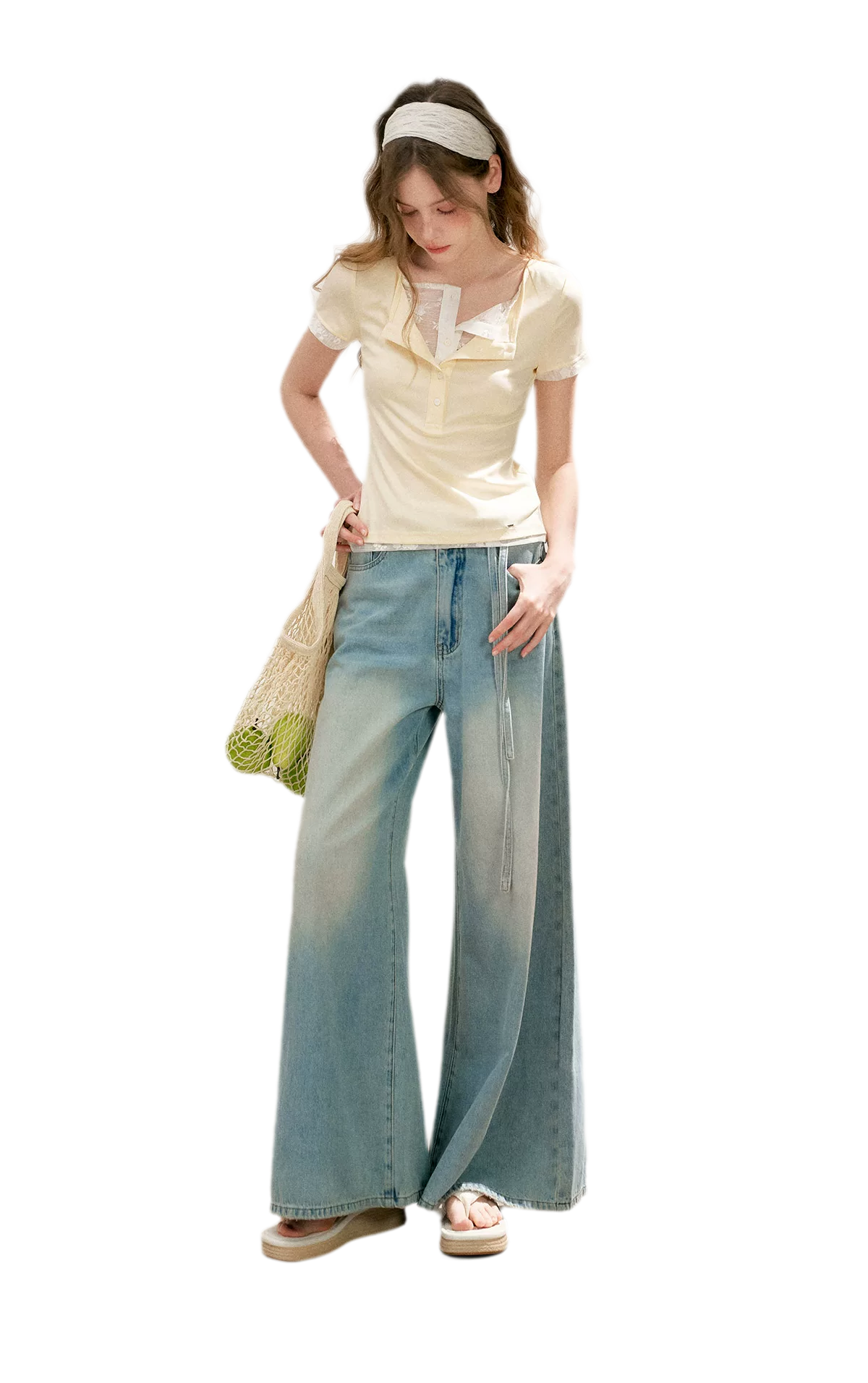Double-Layer Collar Lace T-Shirt