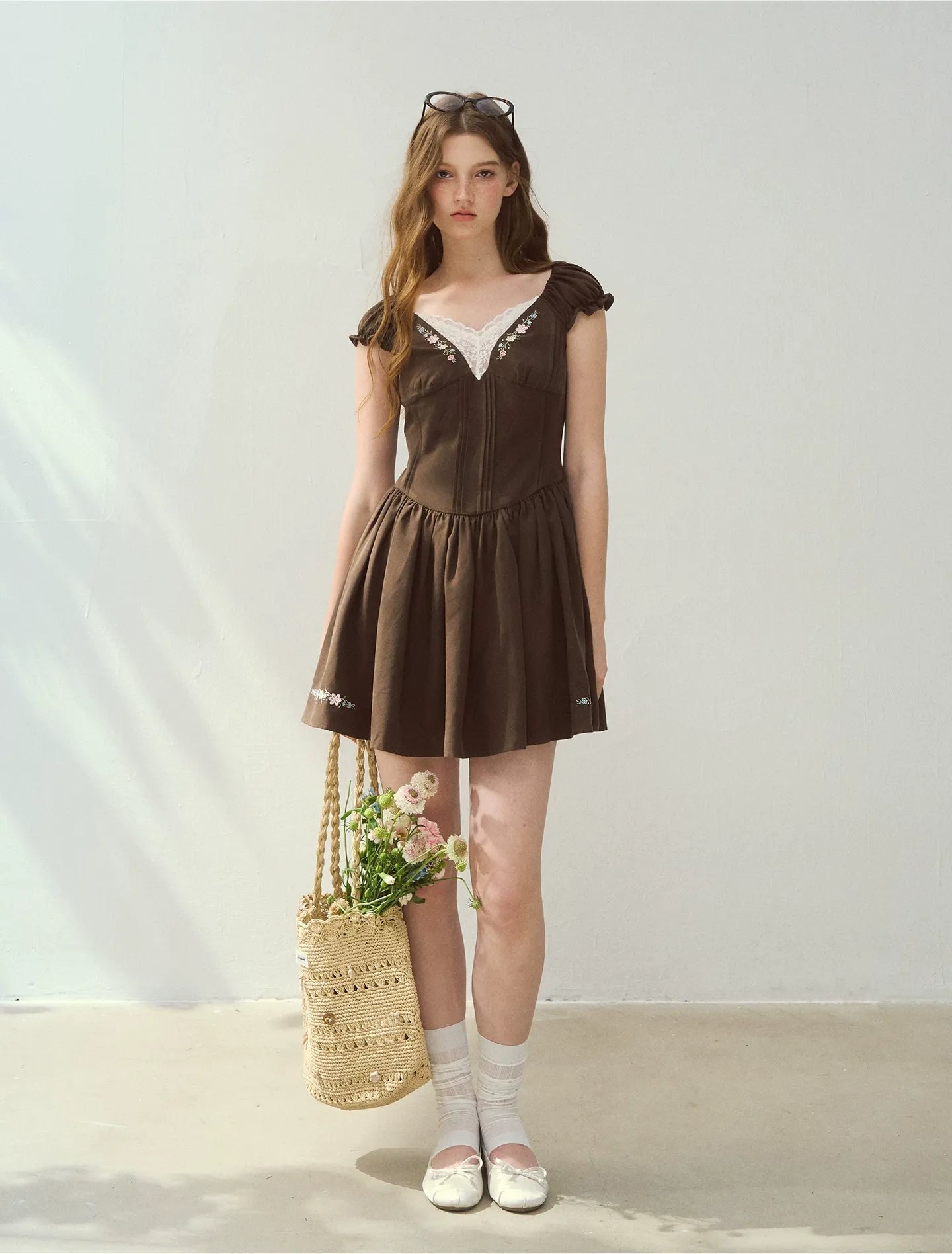 Lyocell Embroidered A-Line Dress
