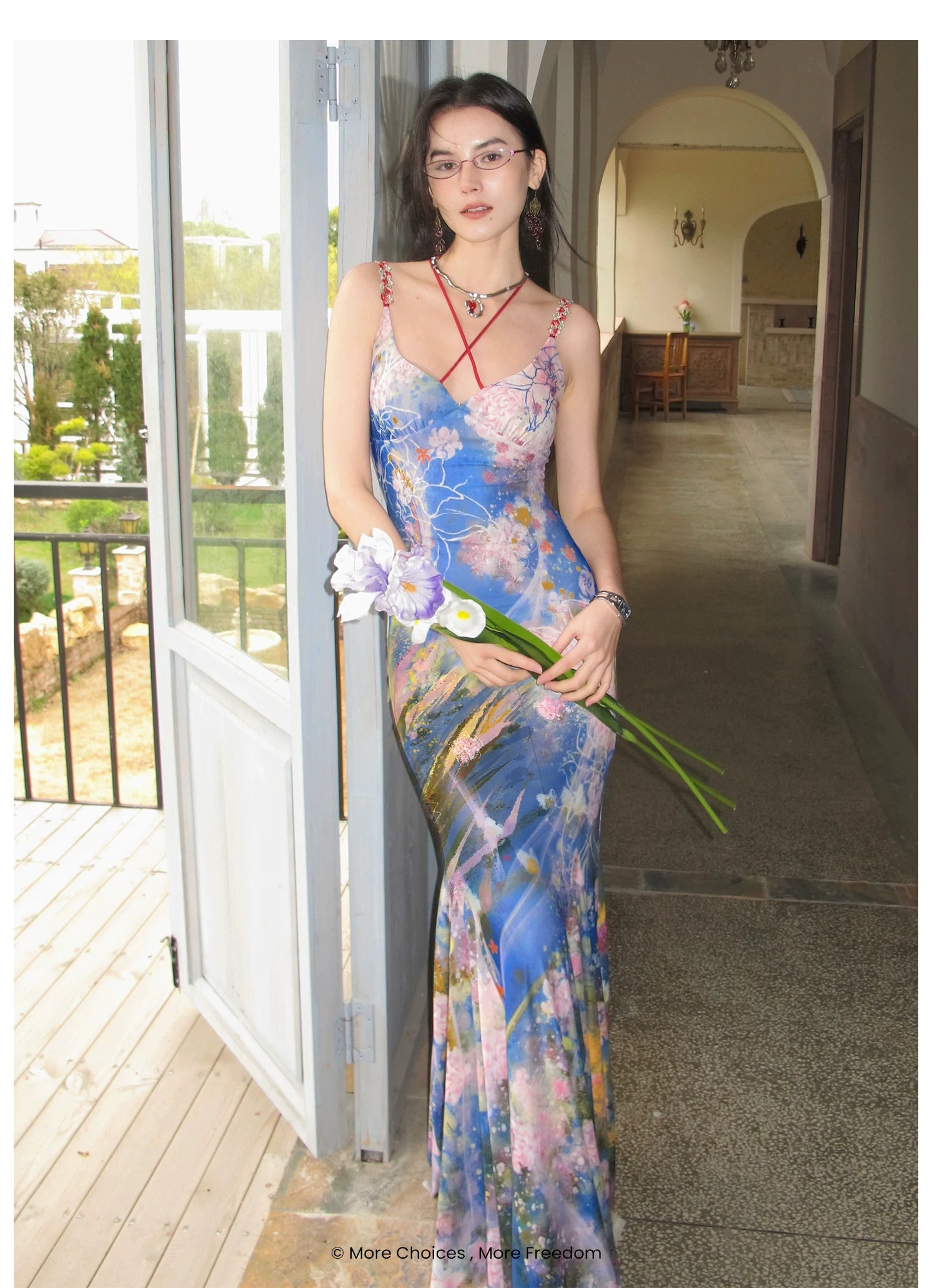 Water Life Series Printed Camisole Dress