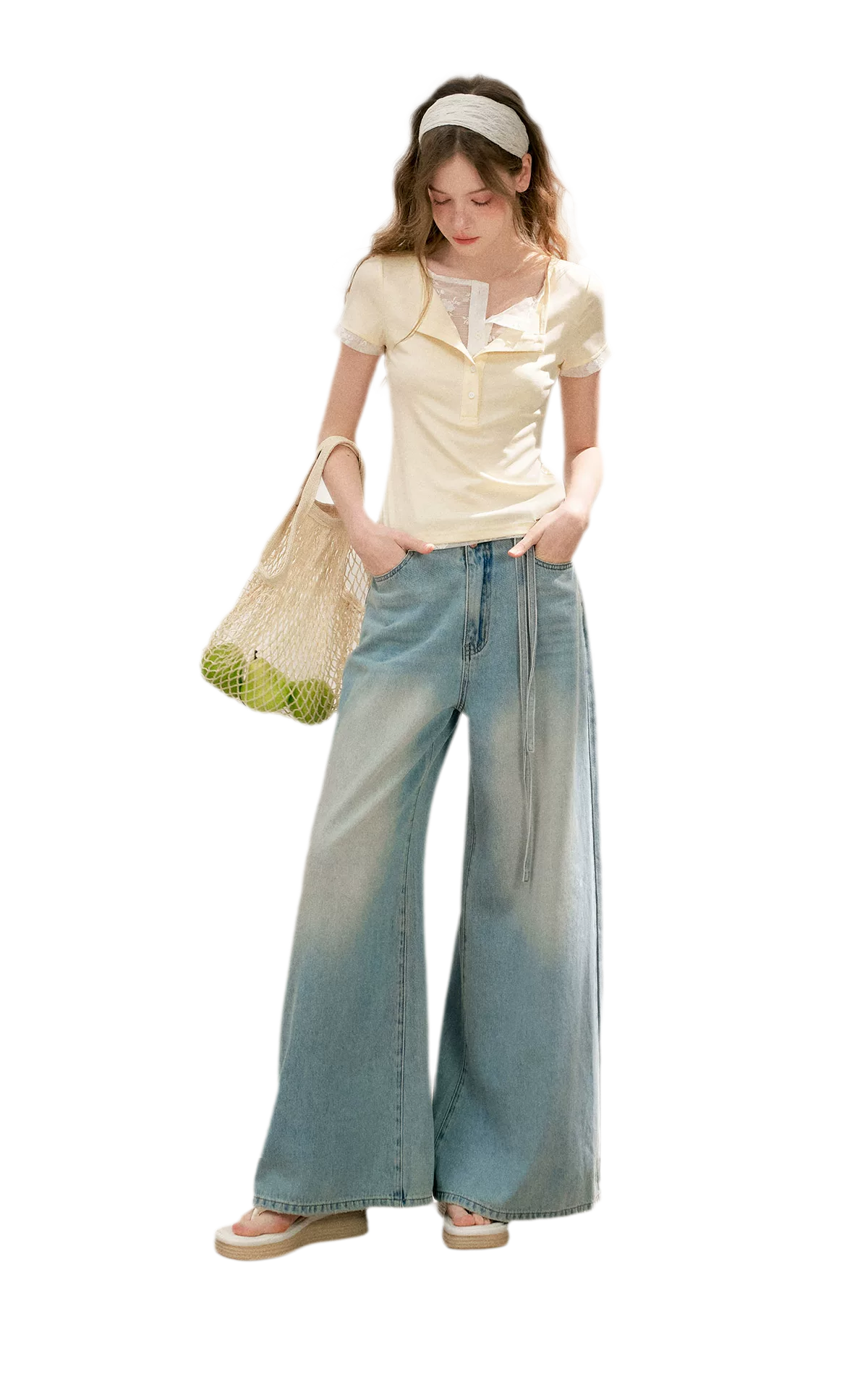 Double-Layer Collar Lace T-Shirt