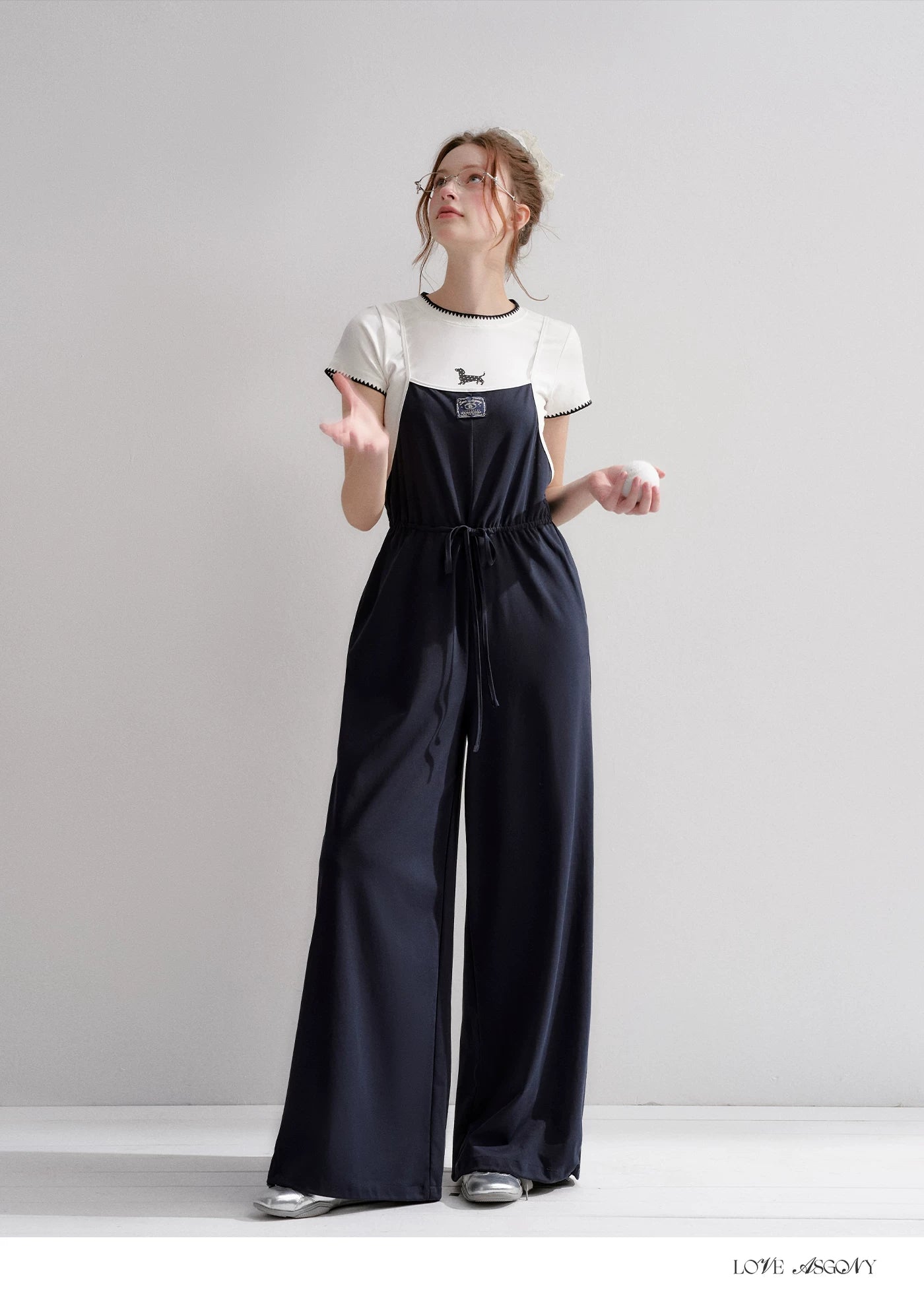 Contrast Piping Drawstring Waist Jumpsuit