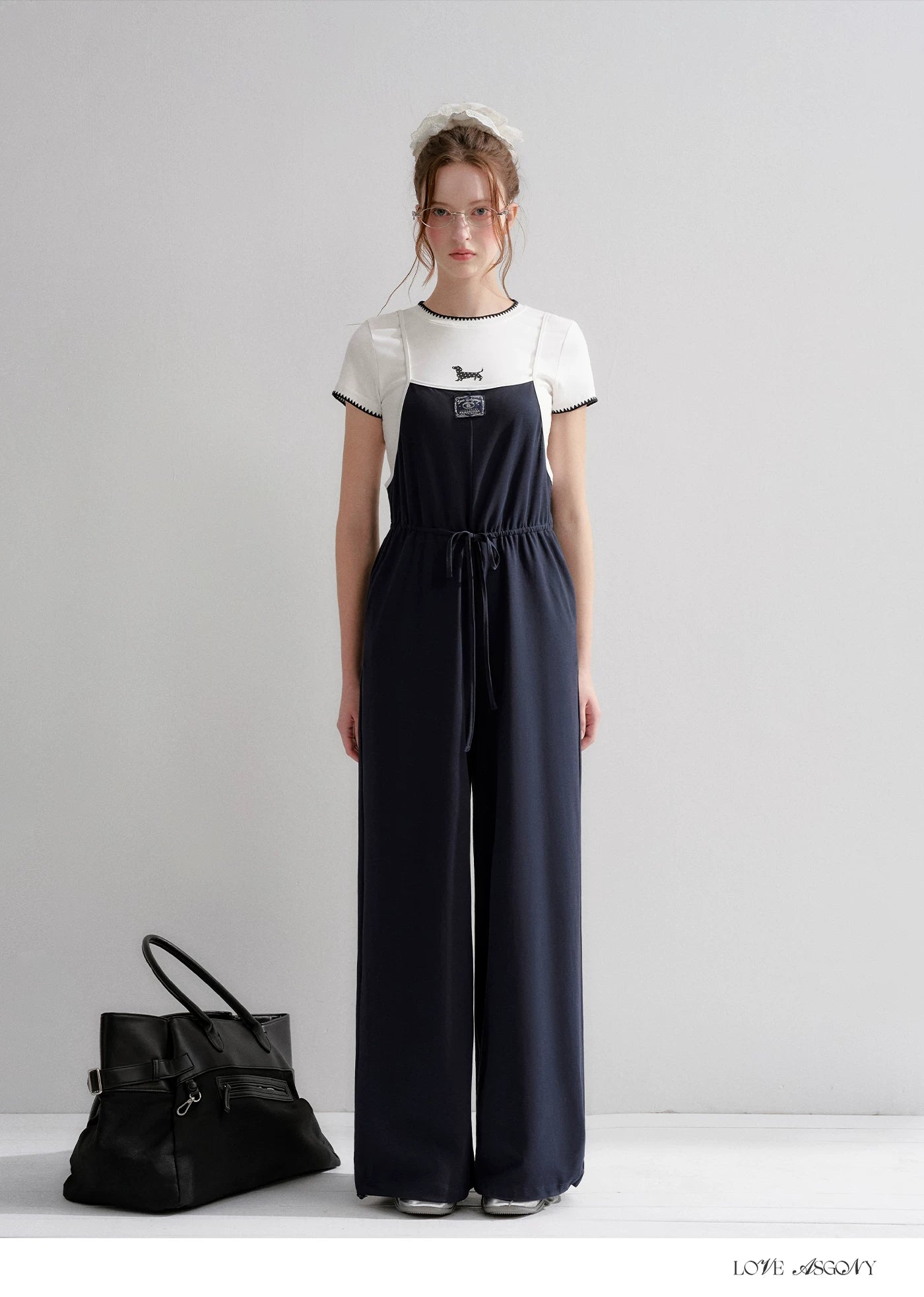 Contrast Piping Drawstring Waist Jumpsuit