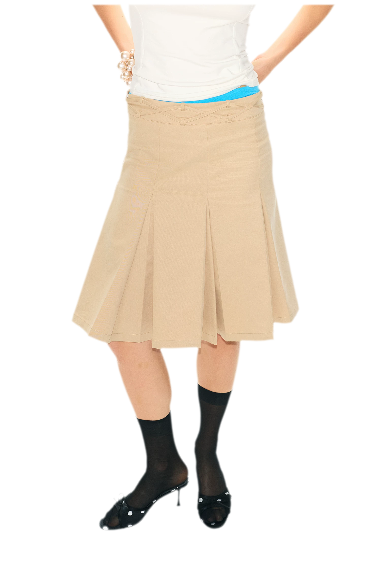Low Waist Pleated A-Line Skirt