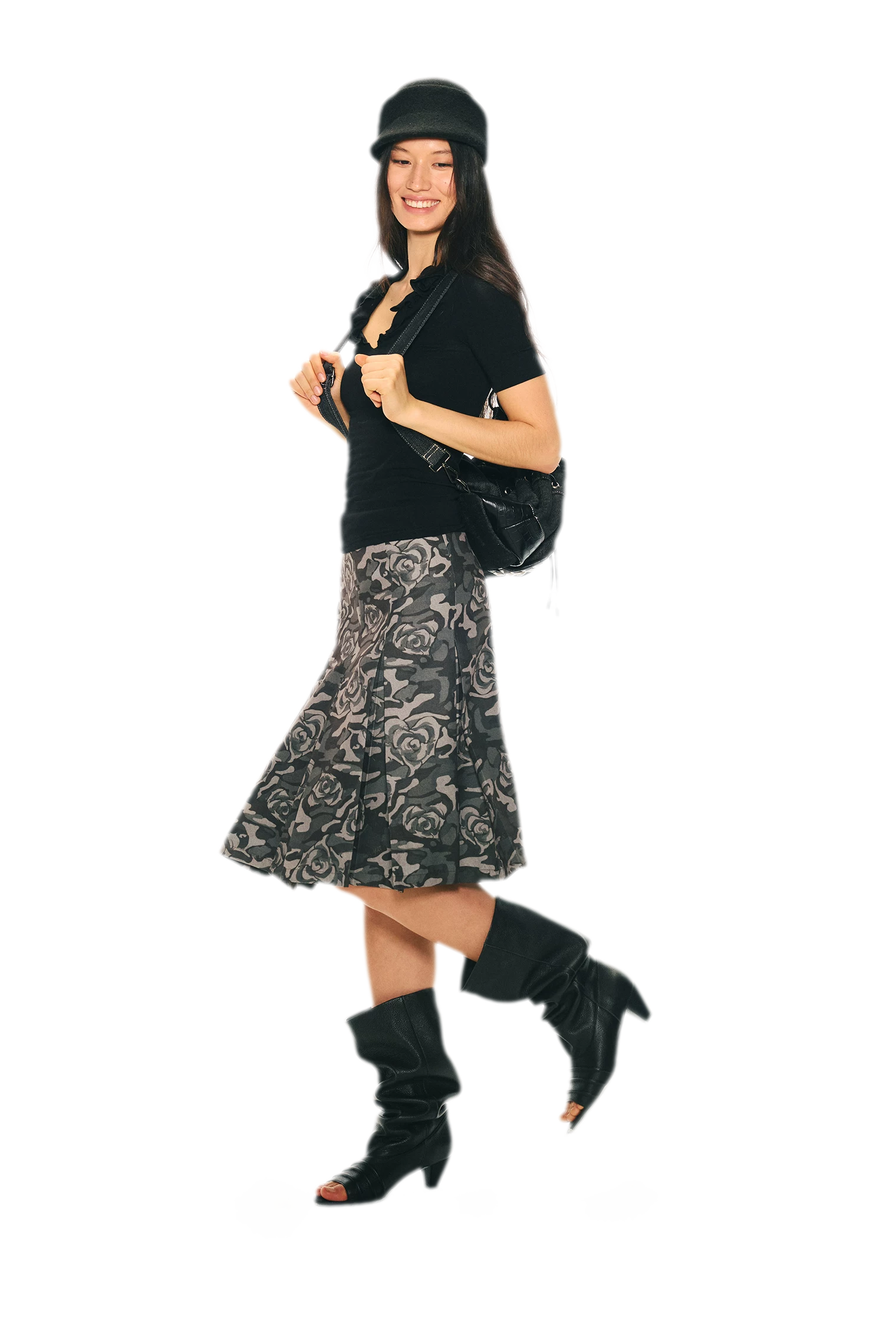 Low Waist Pleated A-Line Skirt