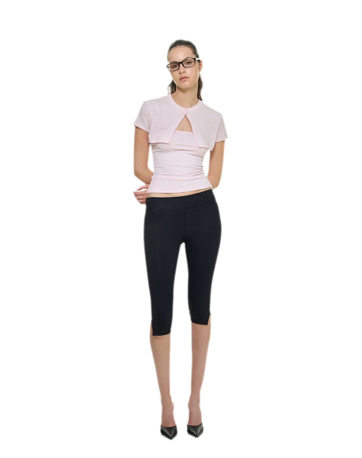 Bare-Feel Slit Capri Pants
