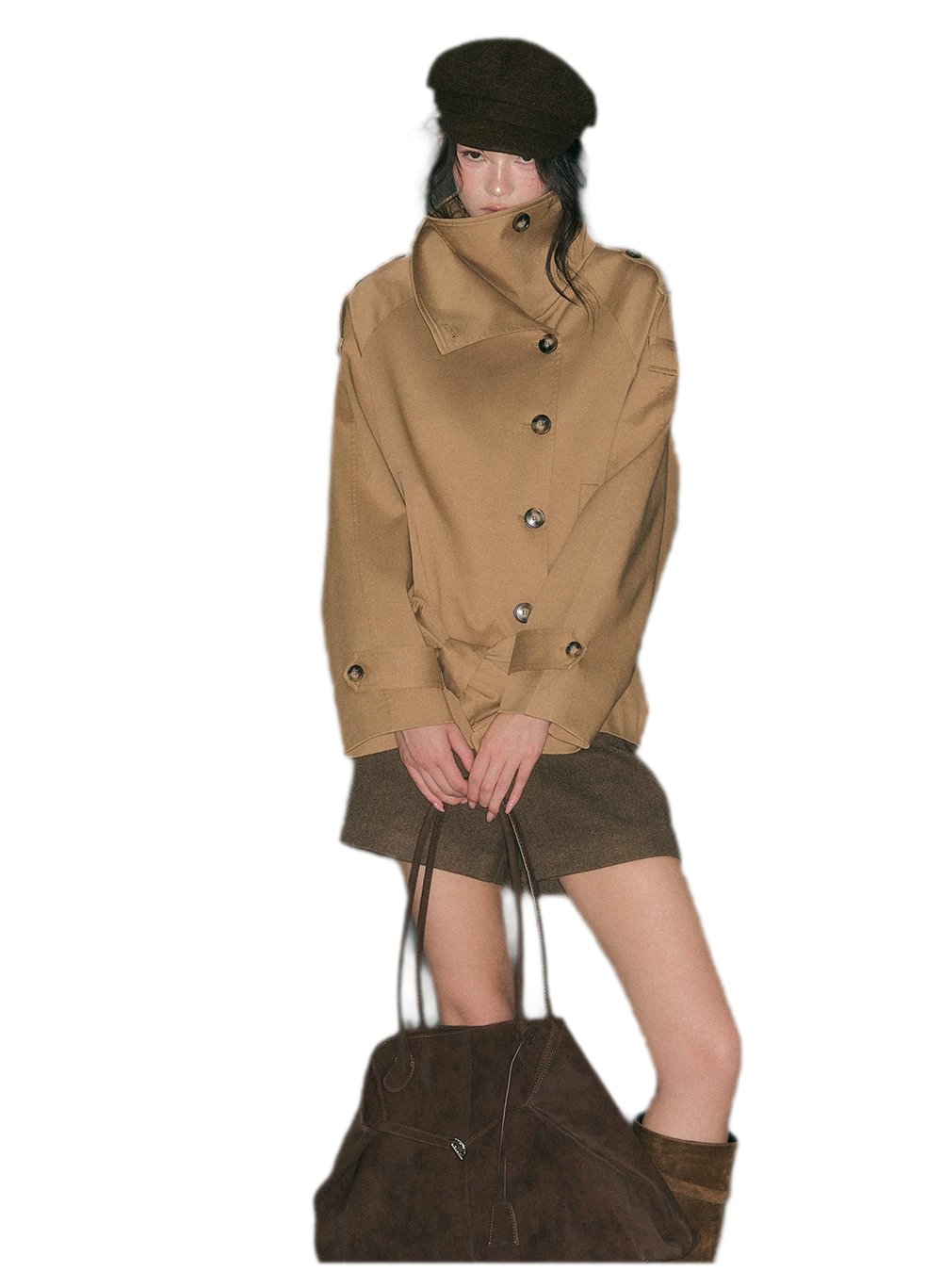 Trench coat in twill ad alta densità con cintura