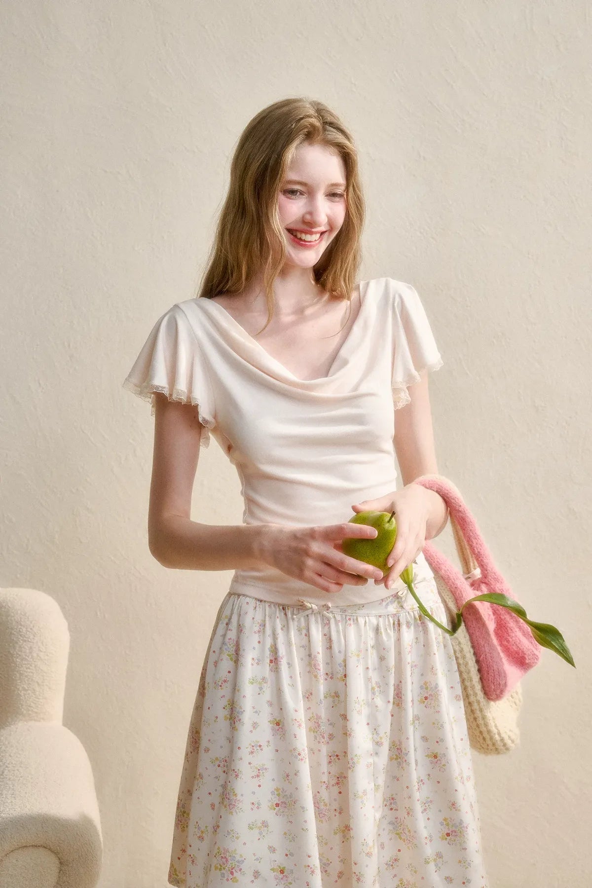 Airy V-Neck Ribbed T-Shirt