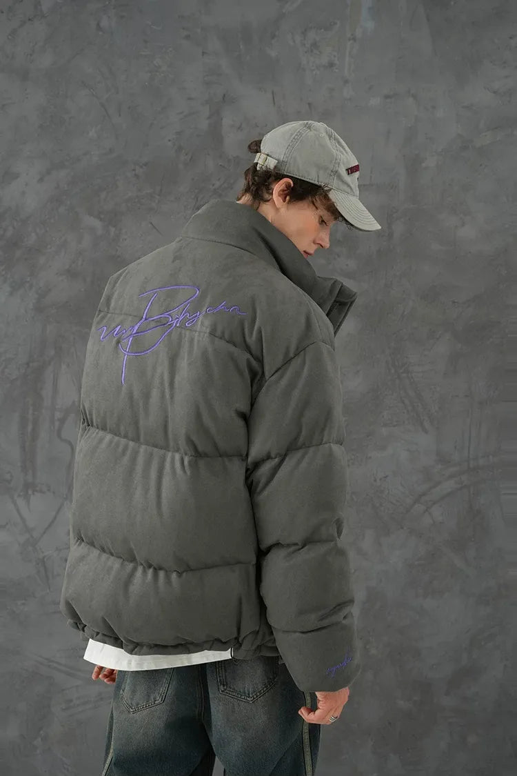 Suede Oversized Down Puffer Jacket