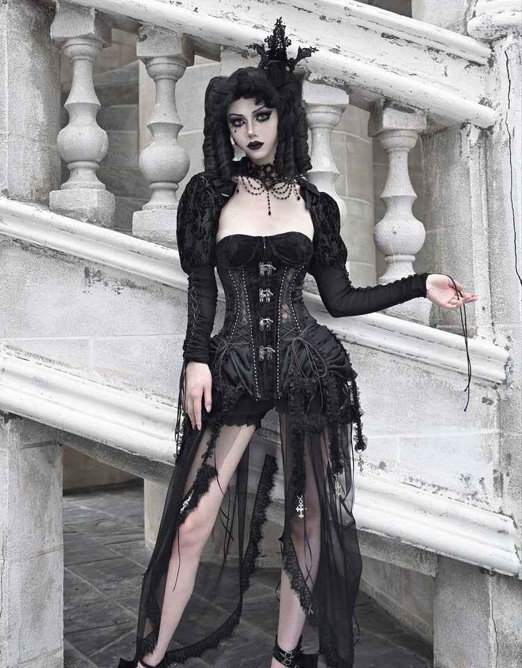 Áo corset bustier nhung lồng chim