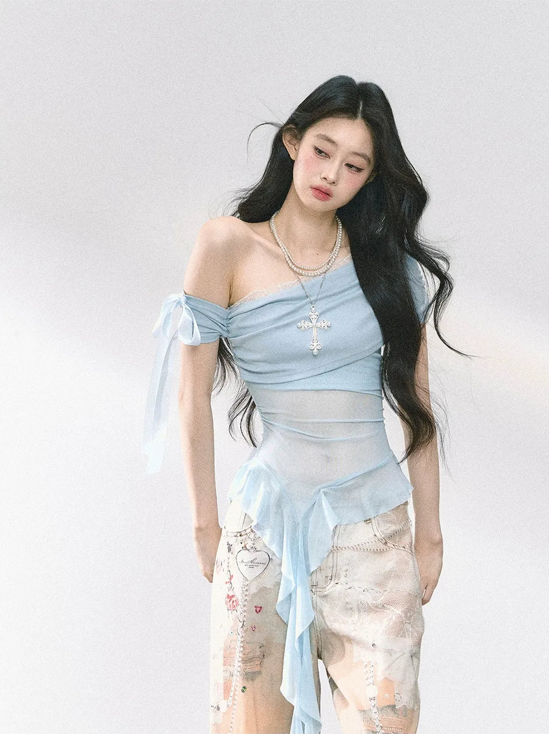 Sheer Off-Shoulder Tee