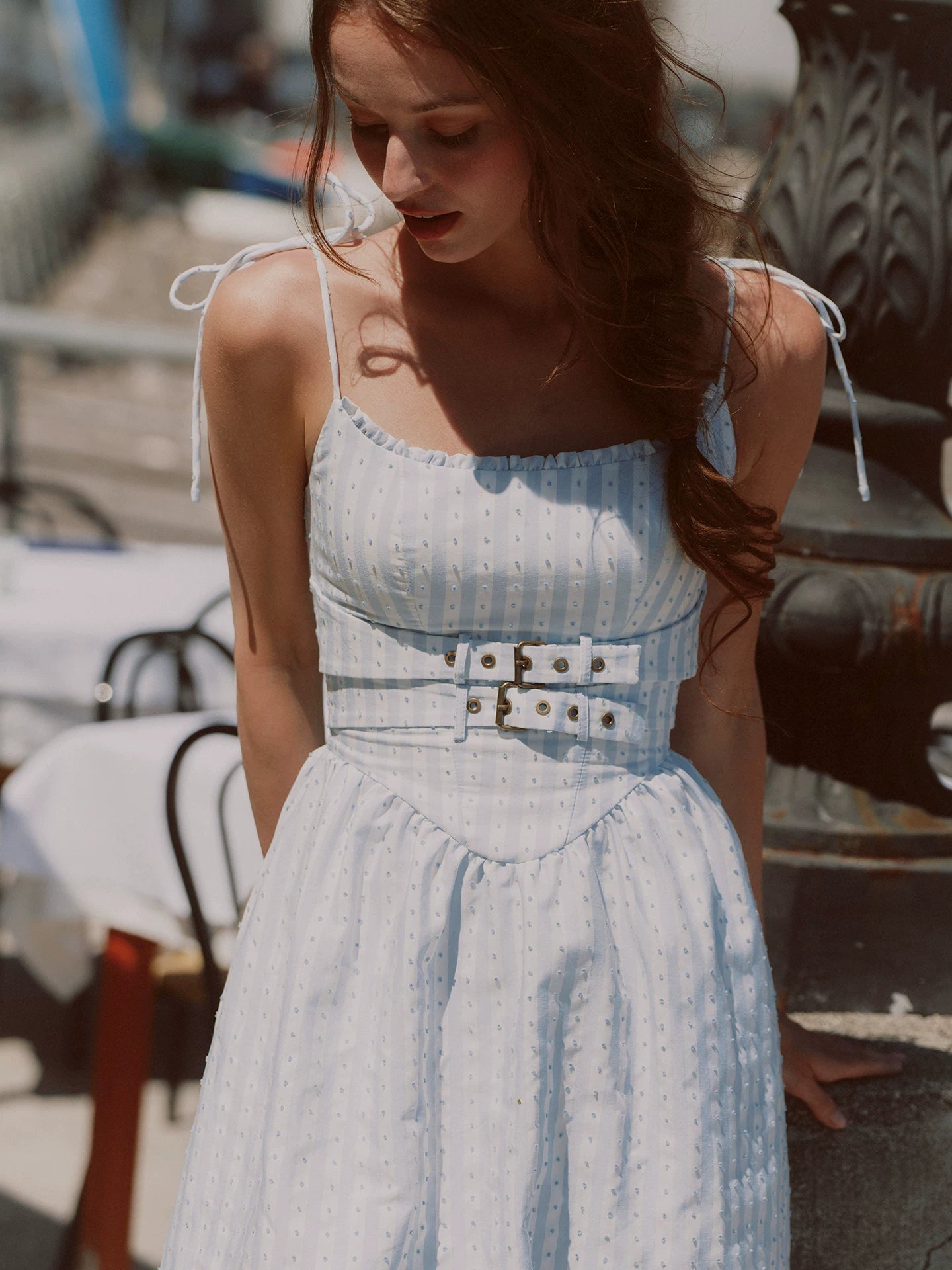 Striped Jacquard A-Line Dress