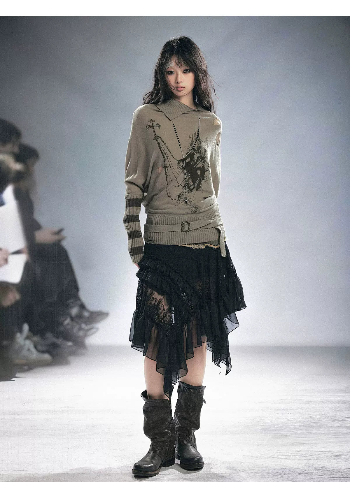Lace Patchwork Tulle Skirt