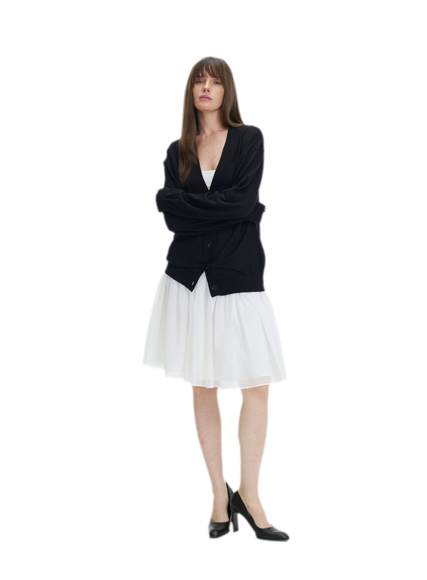 Pleated Chiffon Midi Skirt